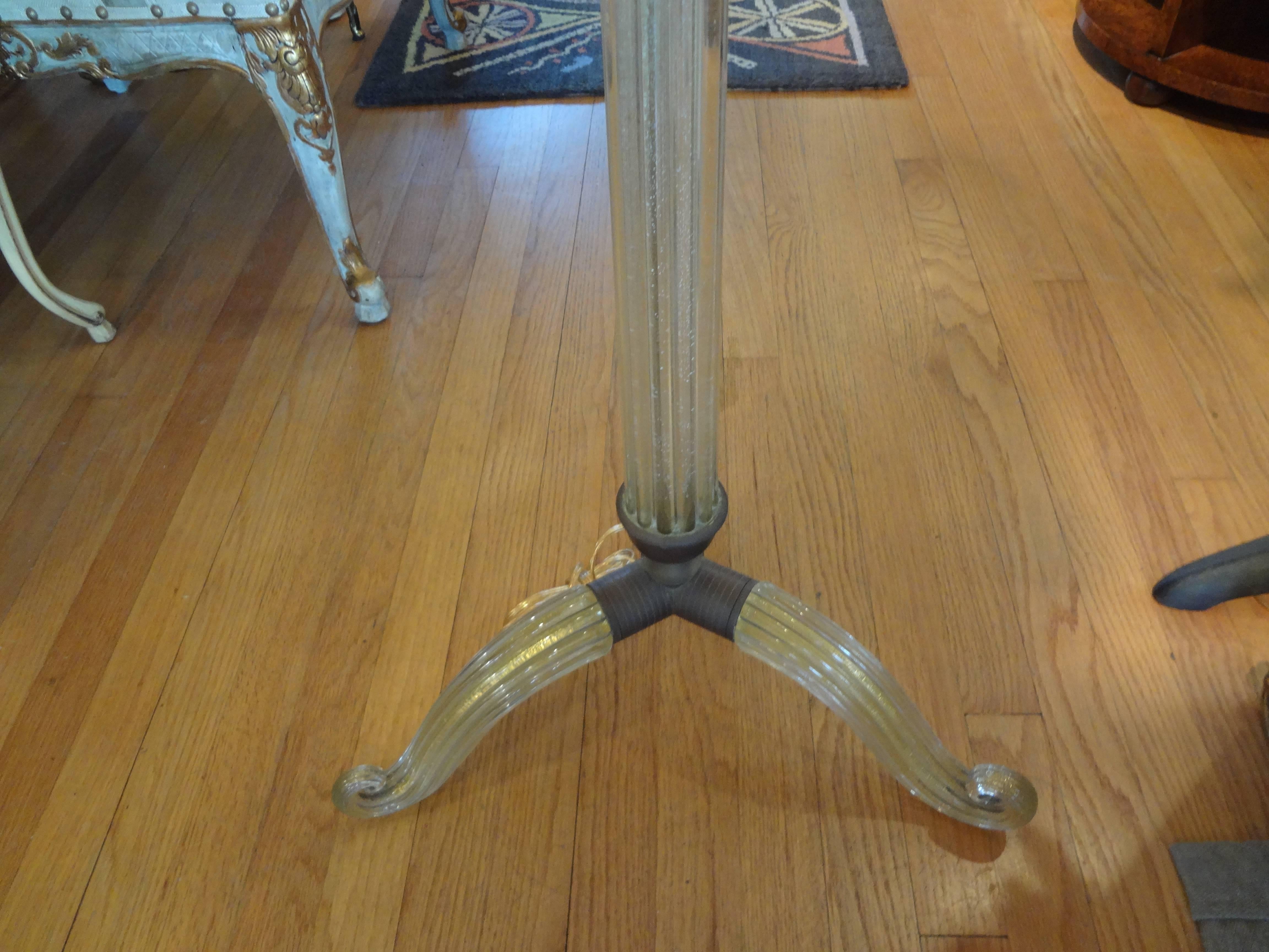 Mid-20th Century  Pair of Barovier Italian Murano Glass Tripod Floor Lamps