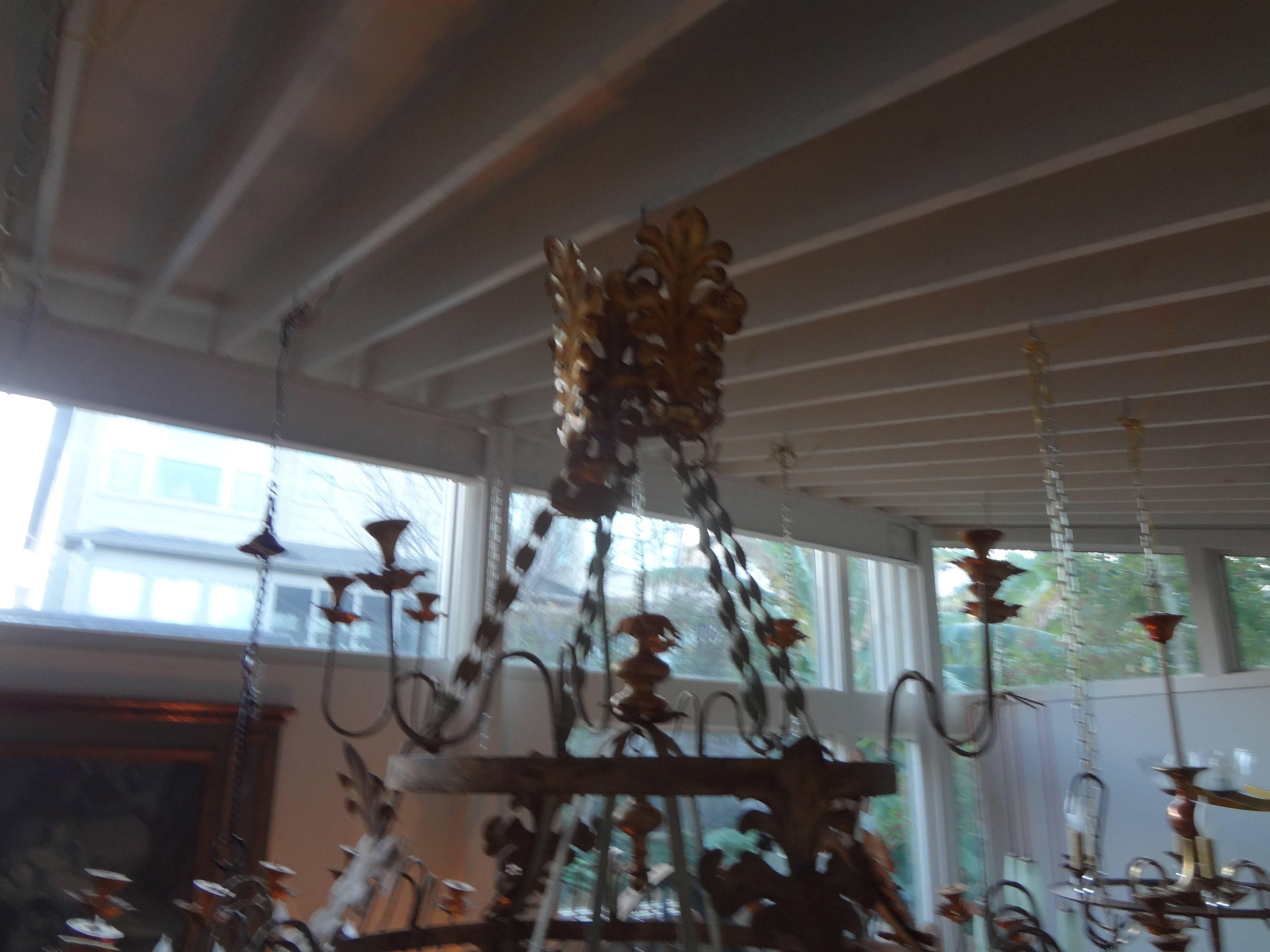 Monumental Italian Wrought Iron, Thirty-Two-Light Chandelier 72