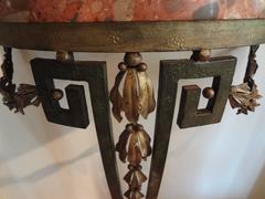 19th Century French Louis XVI Style Wrought Iron Console Table with Marble Top