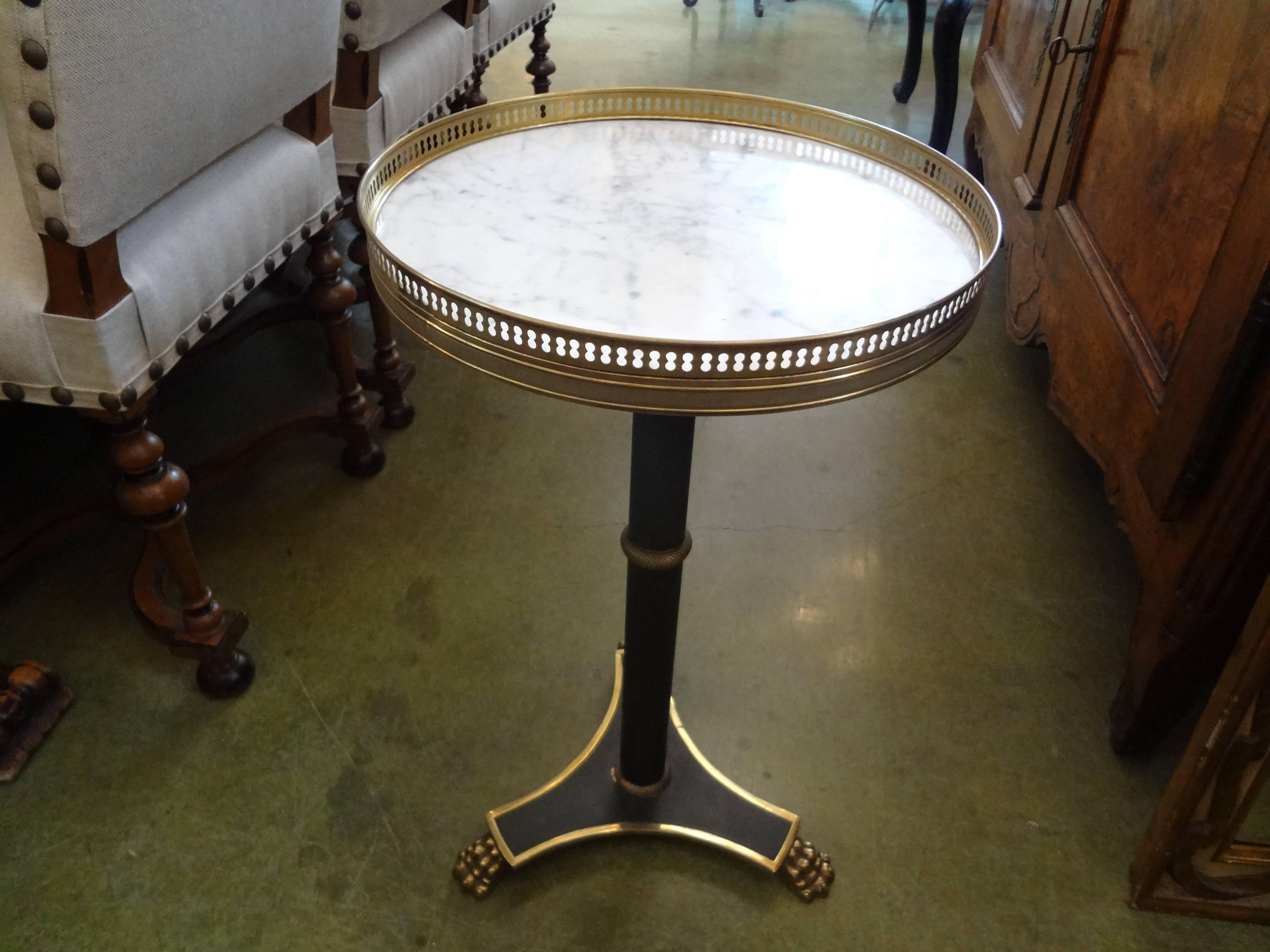 French Maison Baguès Inspired Louis XVI Style Bronze Gueridon With Marble Top 3