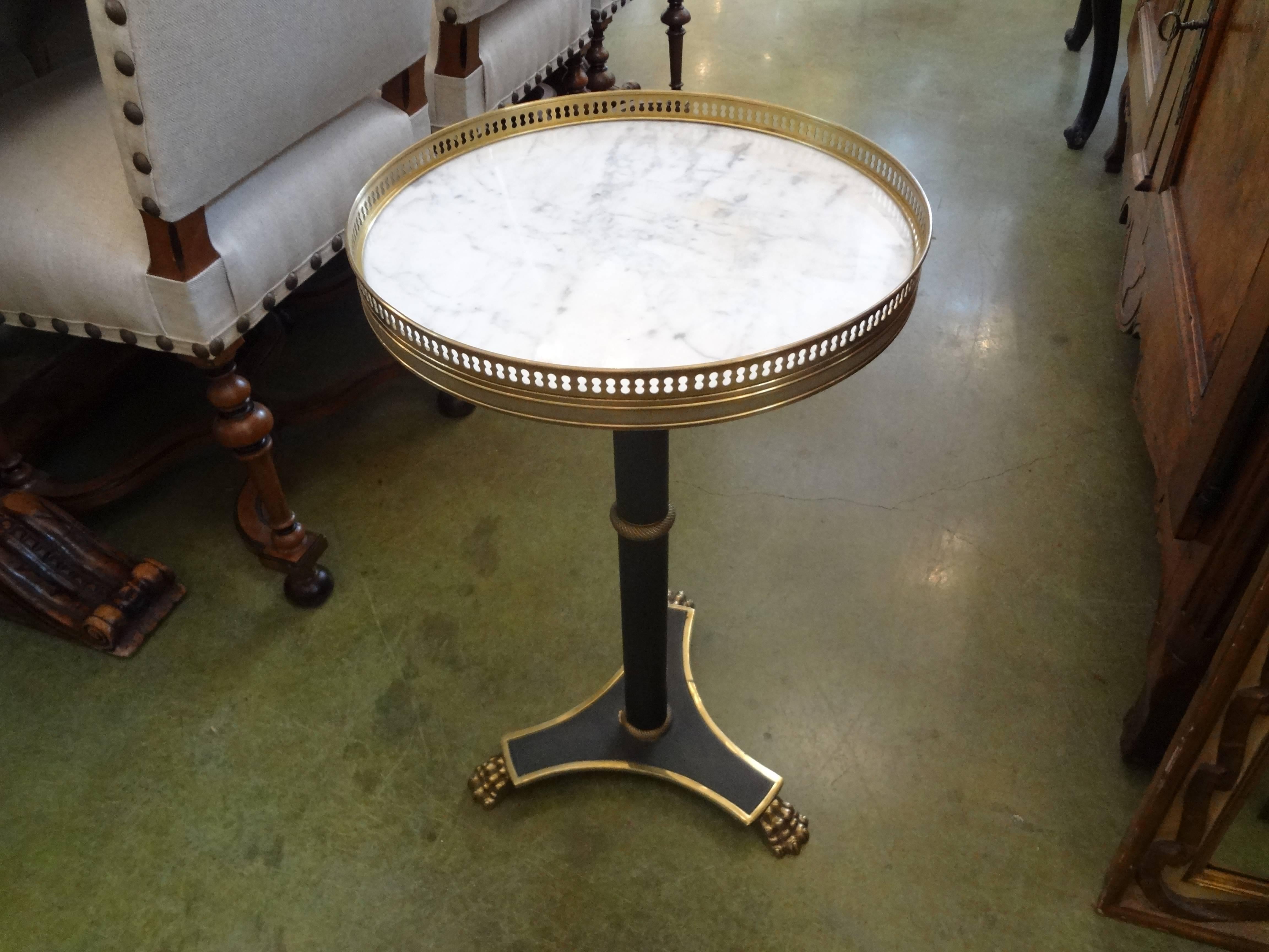 French Maison Baguès Inspired Louis XVI Style Bronze Gueridon With Marble Top 2