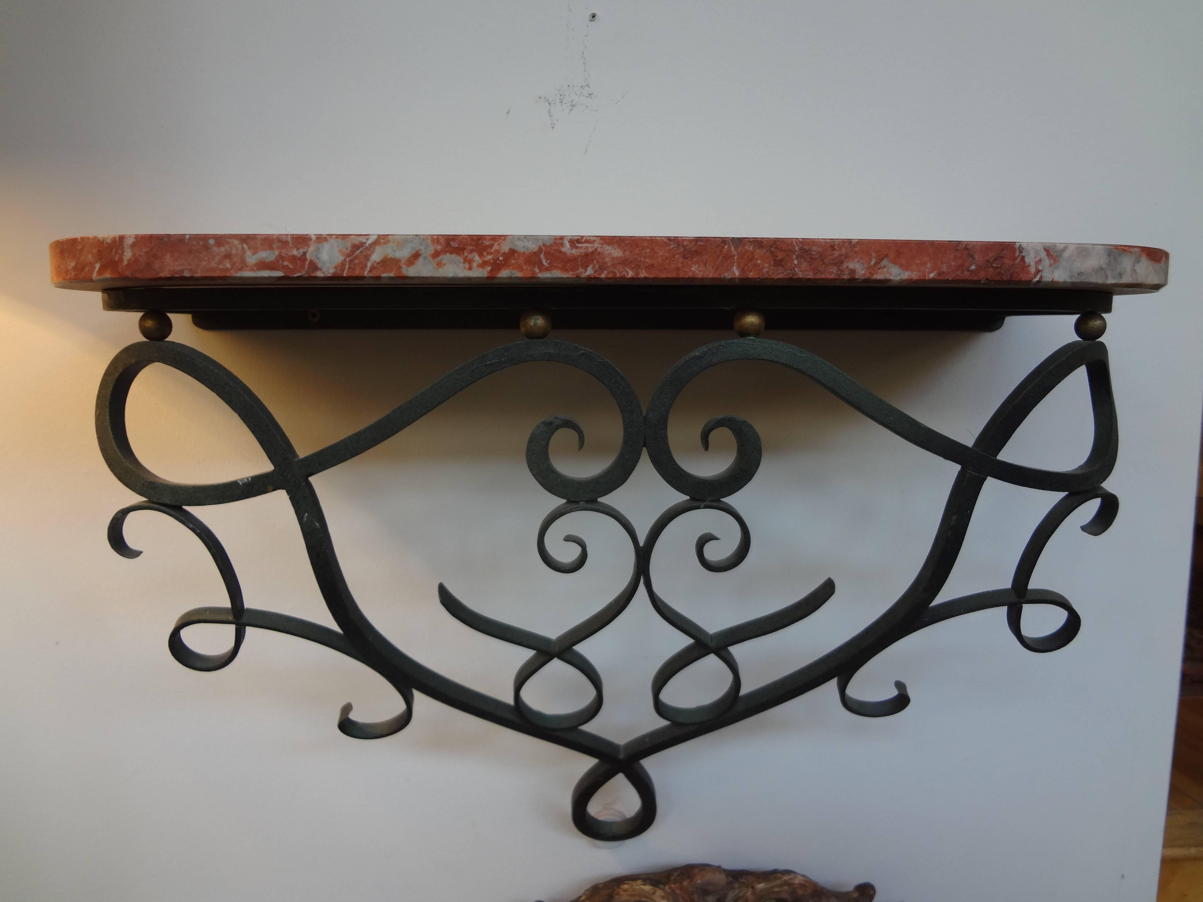 Raymond Subes Style French Art Deco Wrought Iron Wall Consoles-Near Pair 2