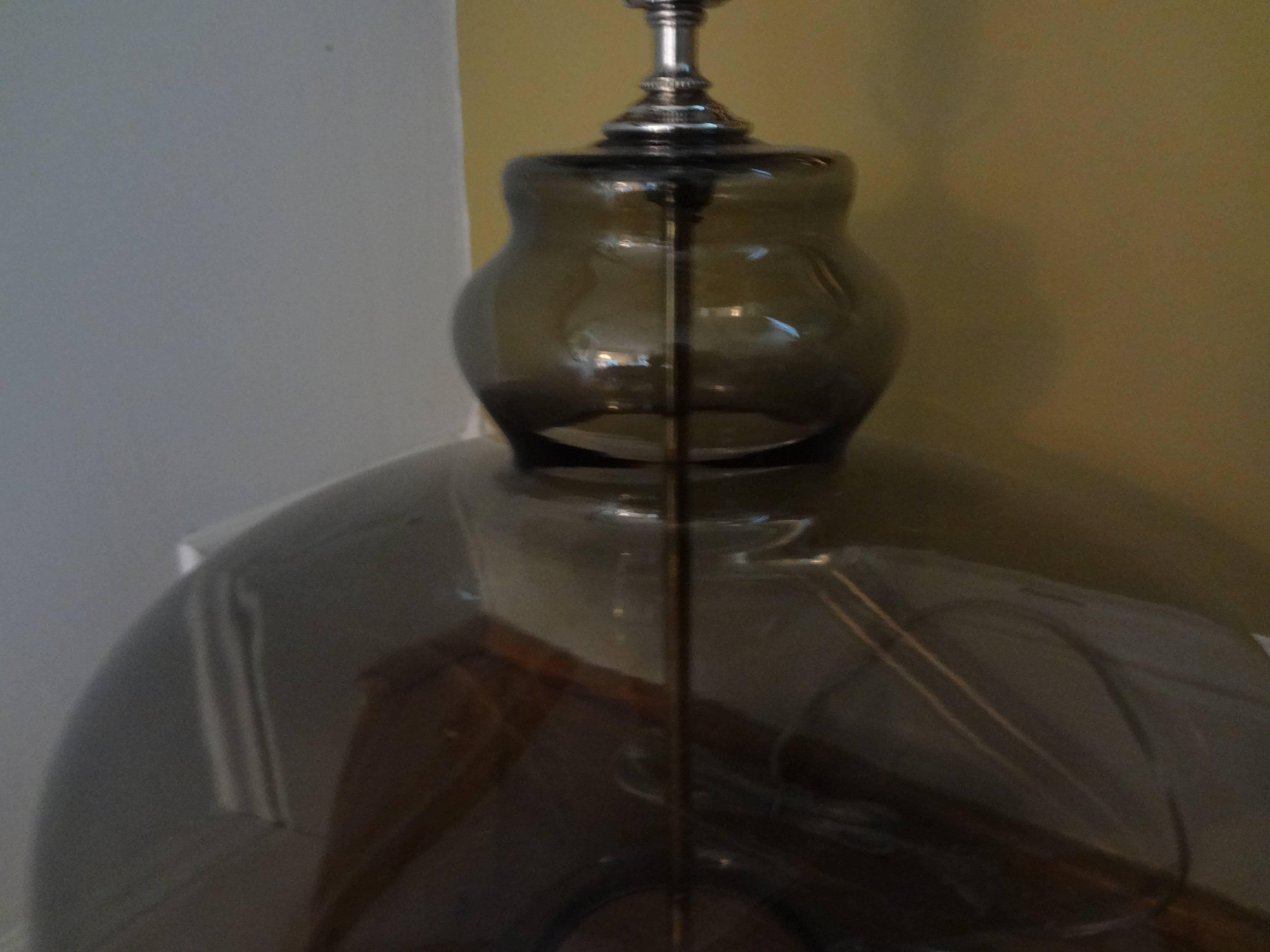 Mid-20th Century Pair of Italian Mid-Century Modern Smoked Glass Lamps