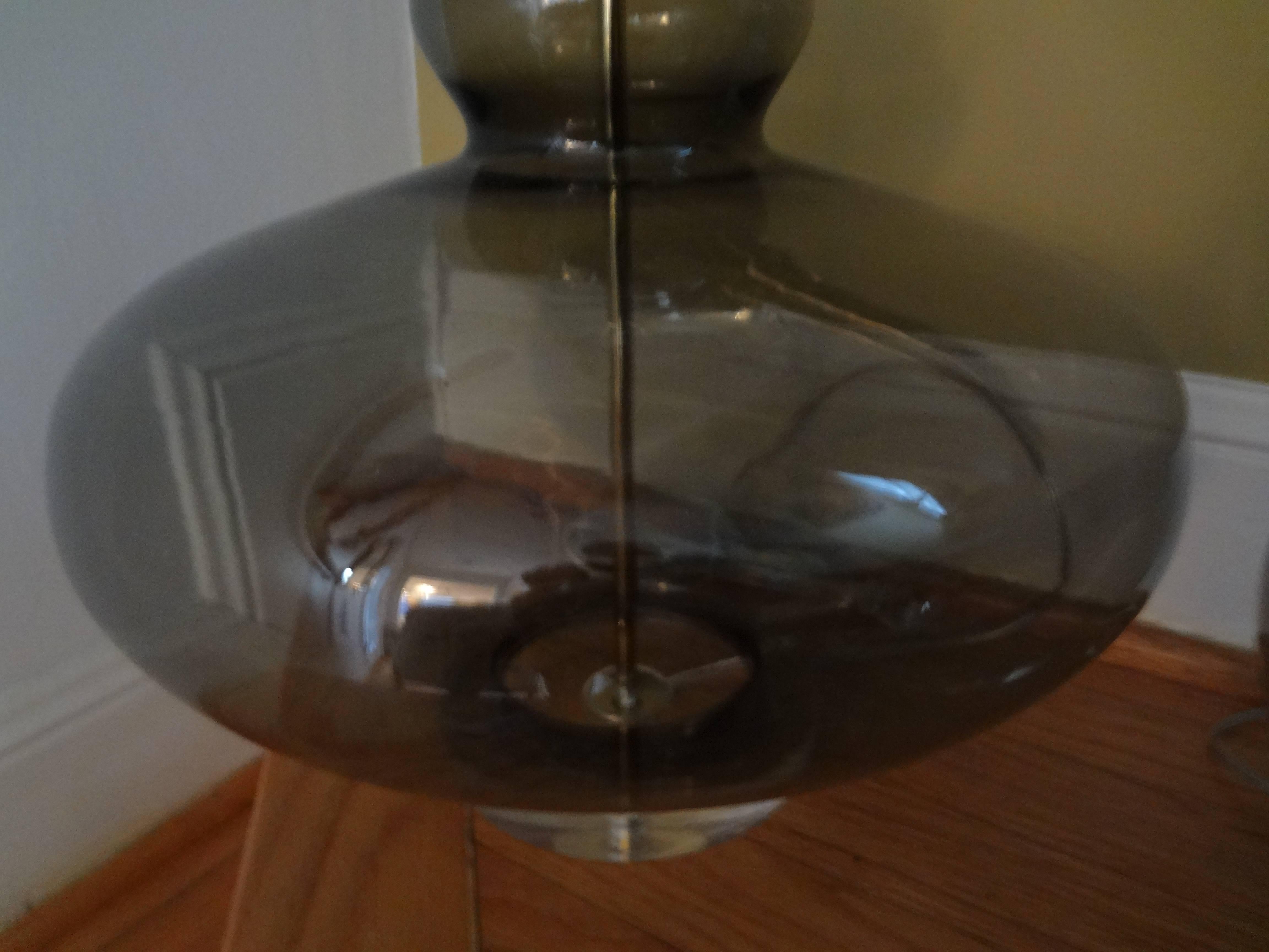 Blown Glass Pair of Italian Mid-Century Modern Smoked Glass Lamps