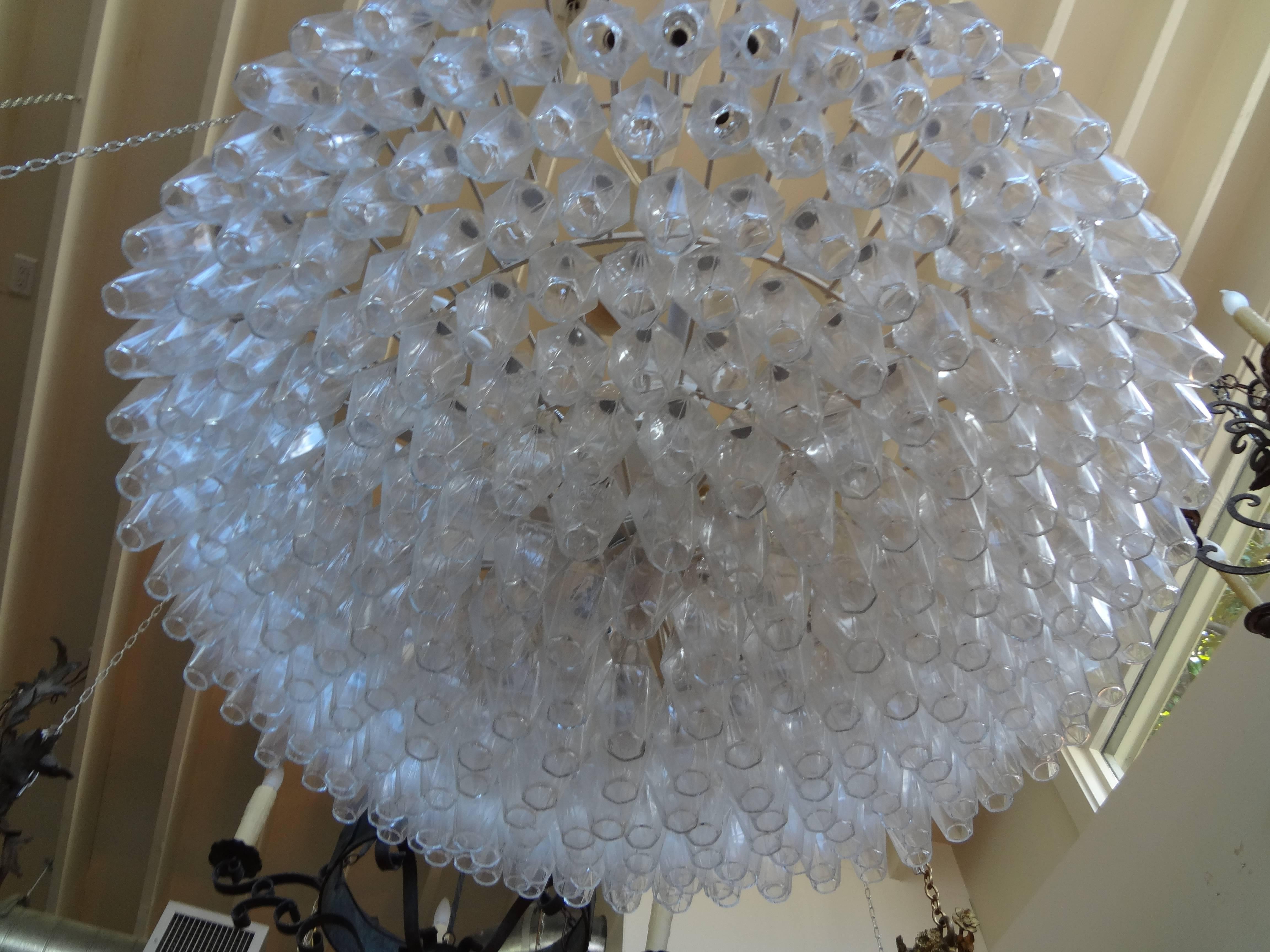 Mid-20th Century Monumental Venini Polyhedral Murano Glass Chandelier