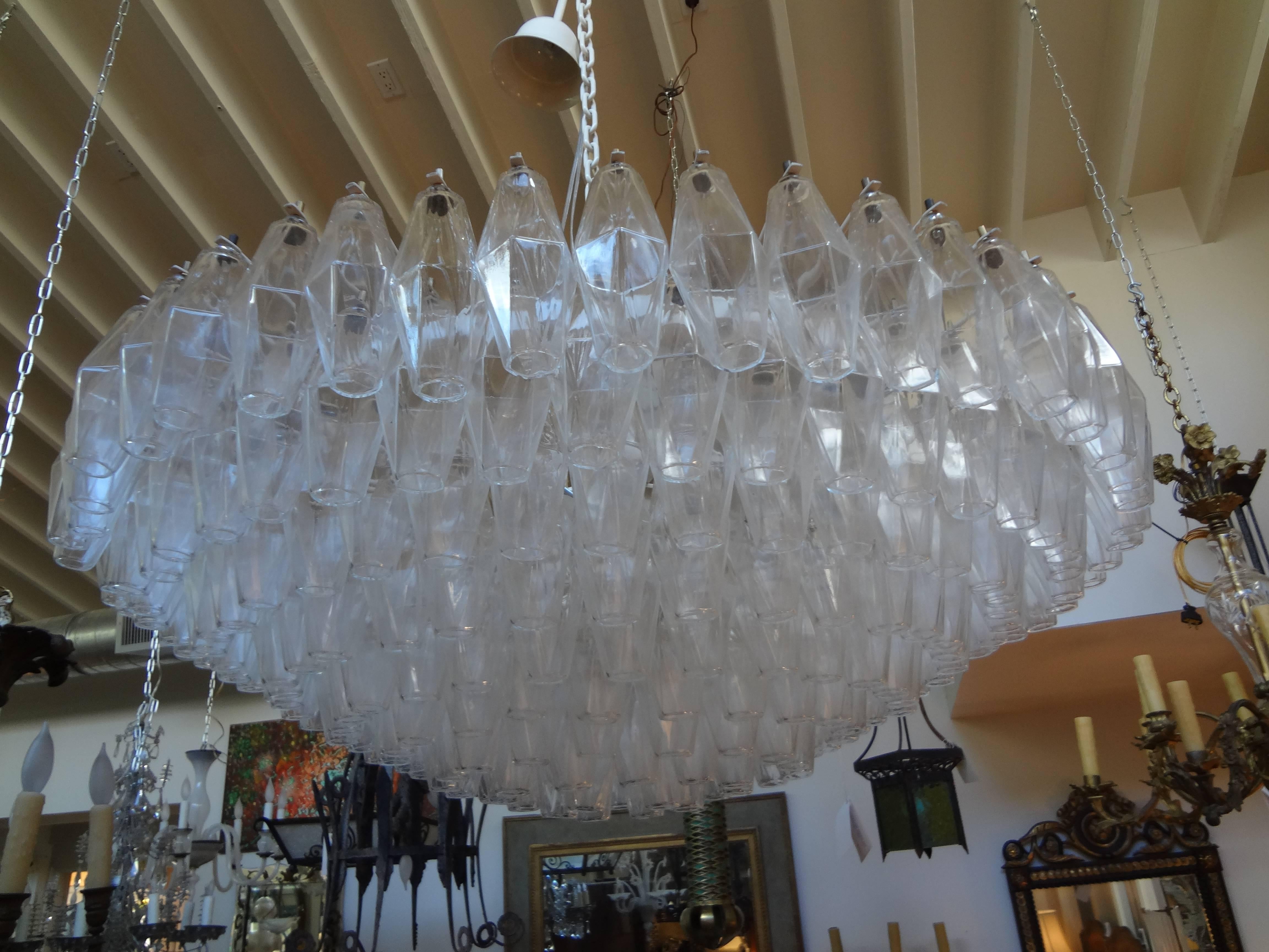 Monumental Venini Polyhedral Murano Glass Chandelier 1