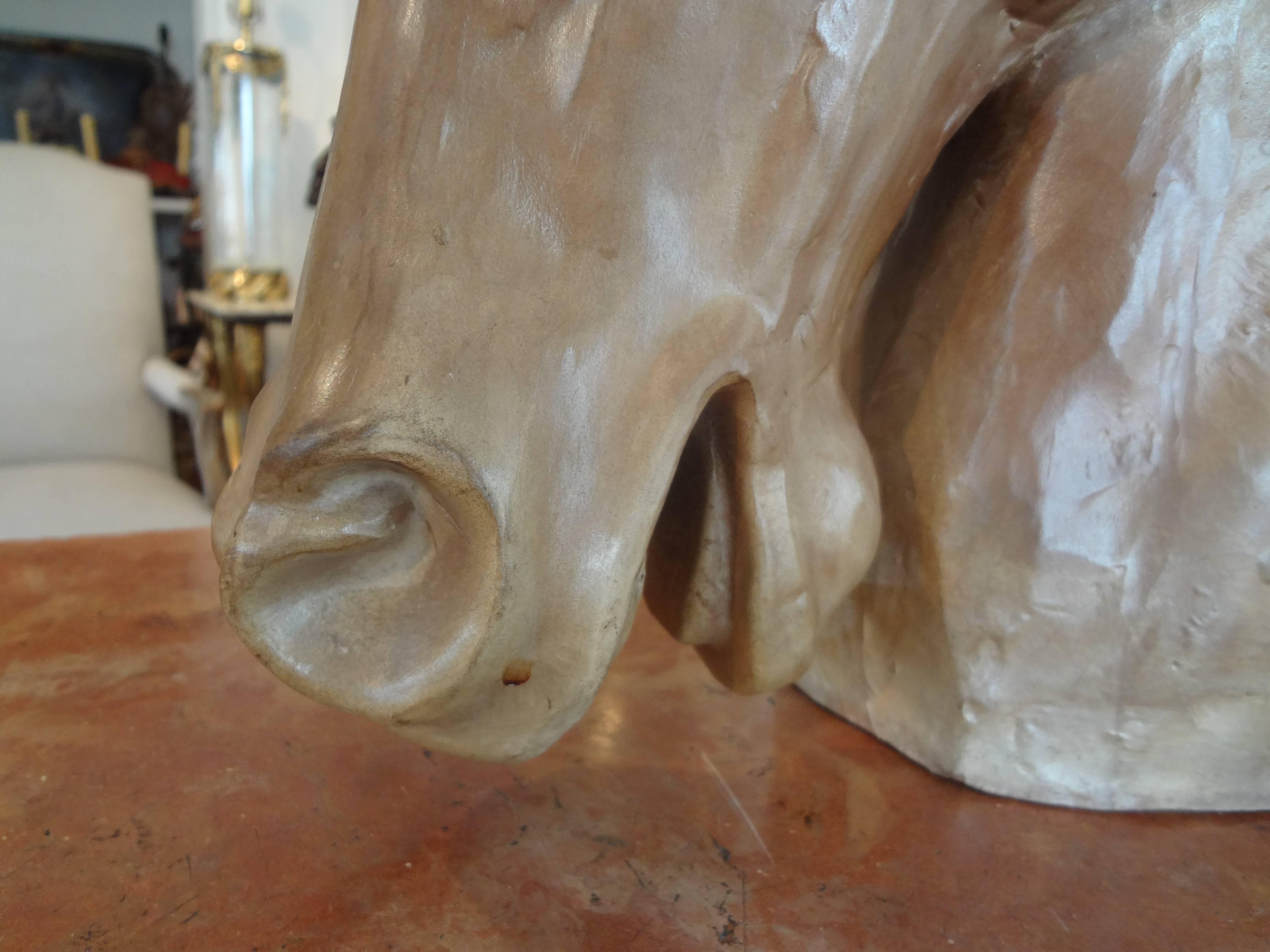 Glazed Terra Cotta Horse Head Sculpture 1