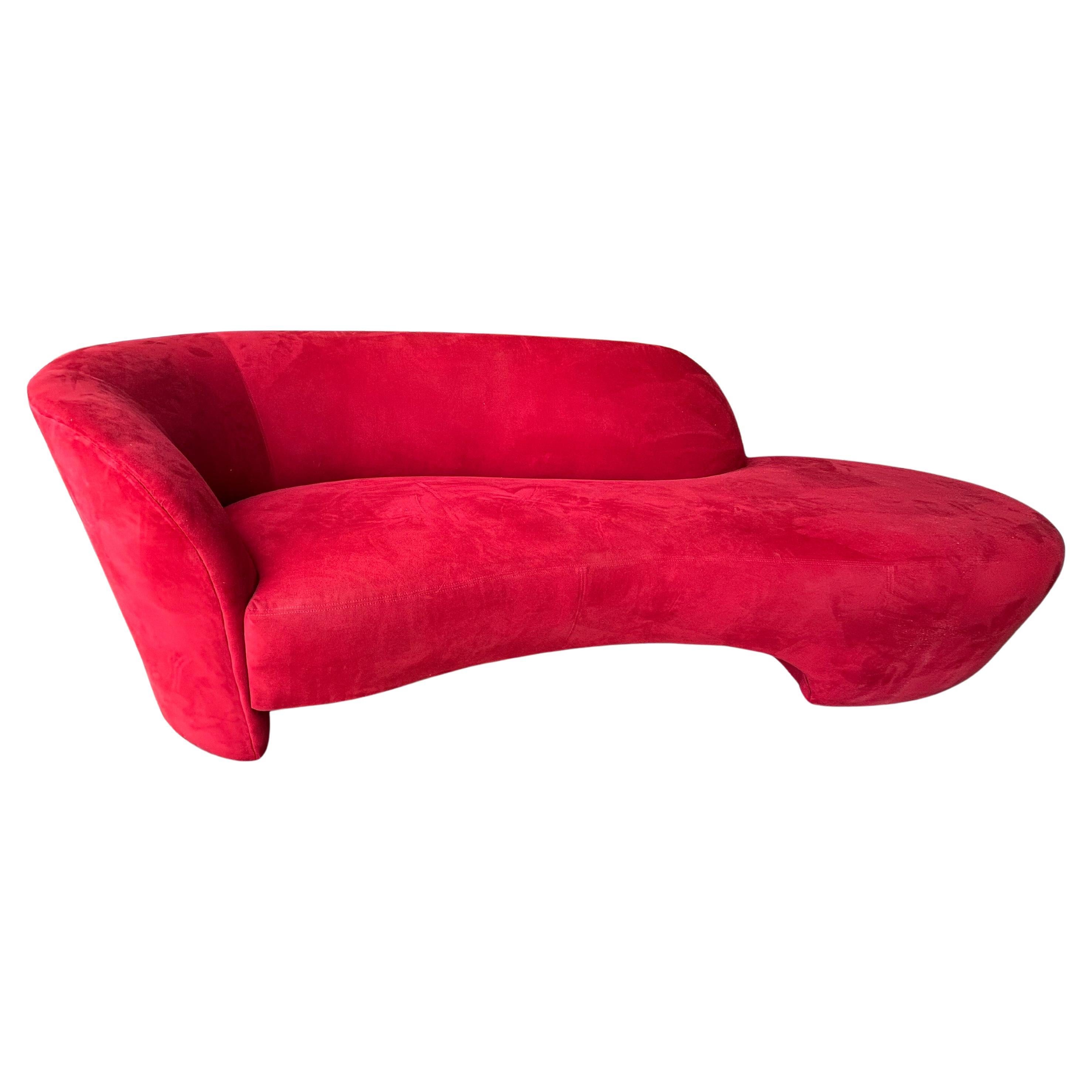 Vladimir Kagan For Directional Serpentine Sofa.
Offered is a stunning curvaceous sofa designed by Vladimir Kagan for Directional Furniture Company in the 1980's. We offer this gorgeous sofa in the original fabric but could be easily upholstered in
