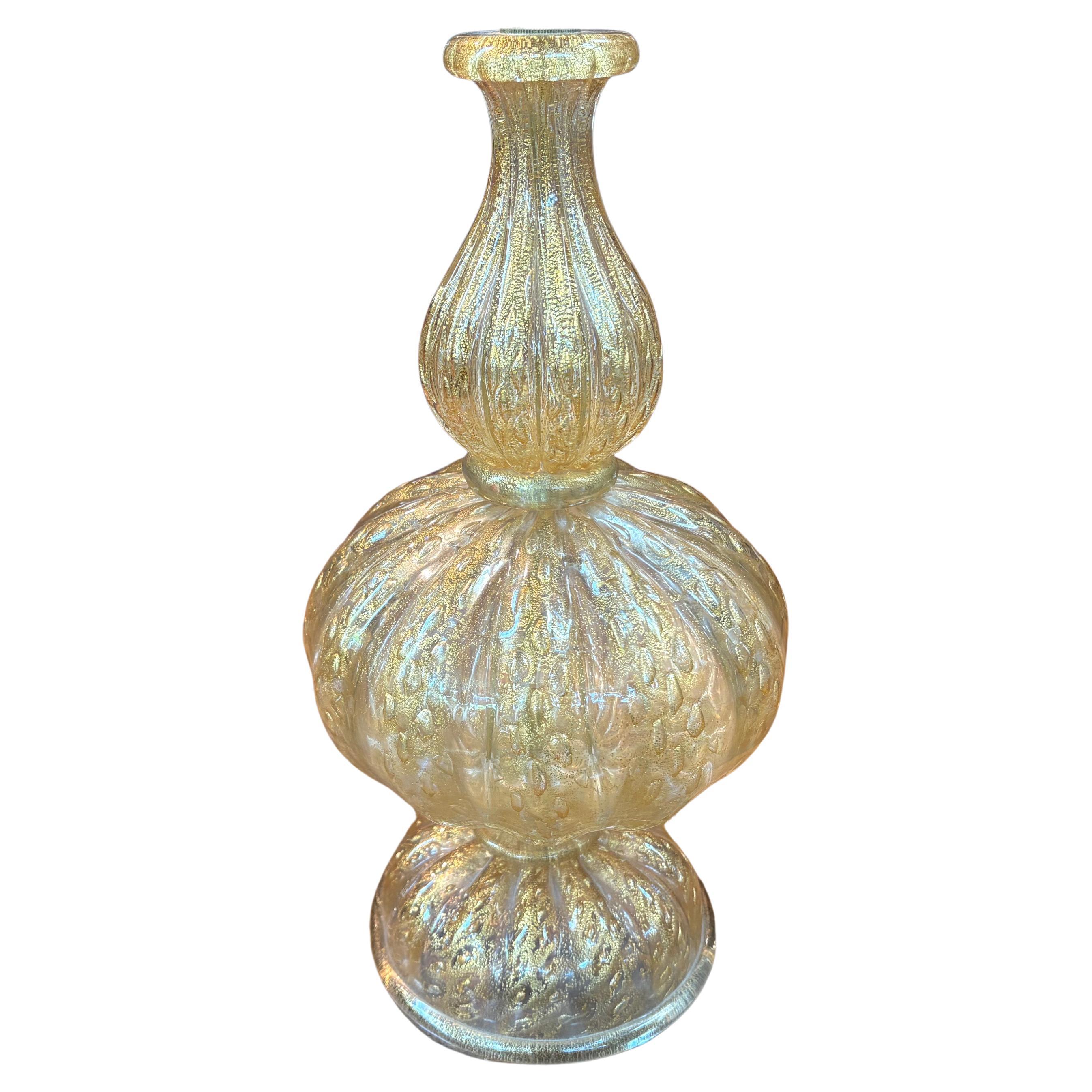 Hollywood Regency Lampe en verre Murano doré en vente