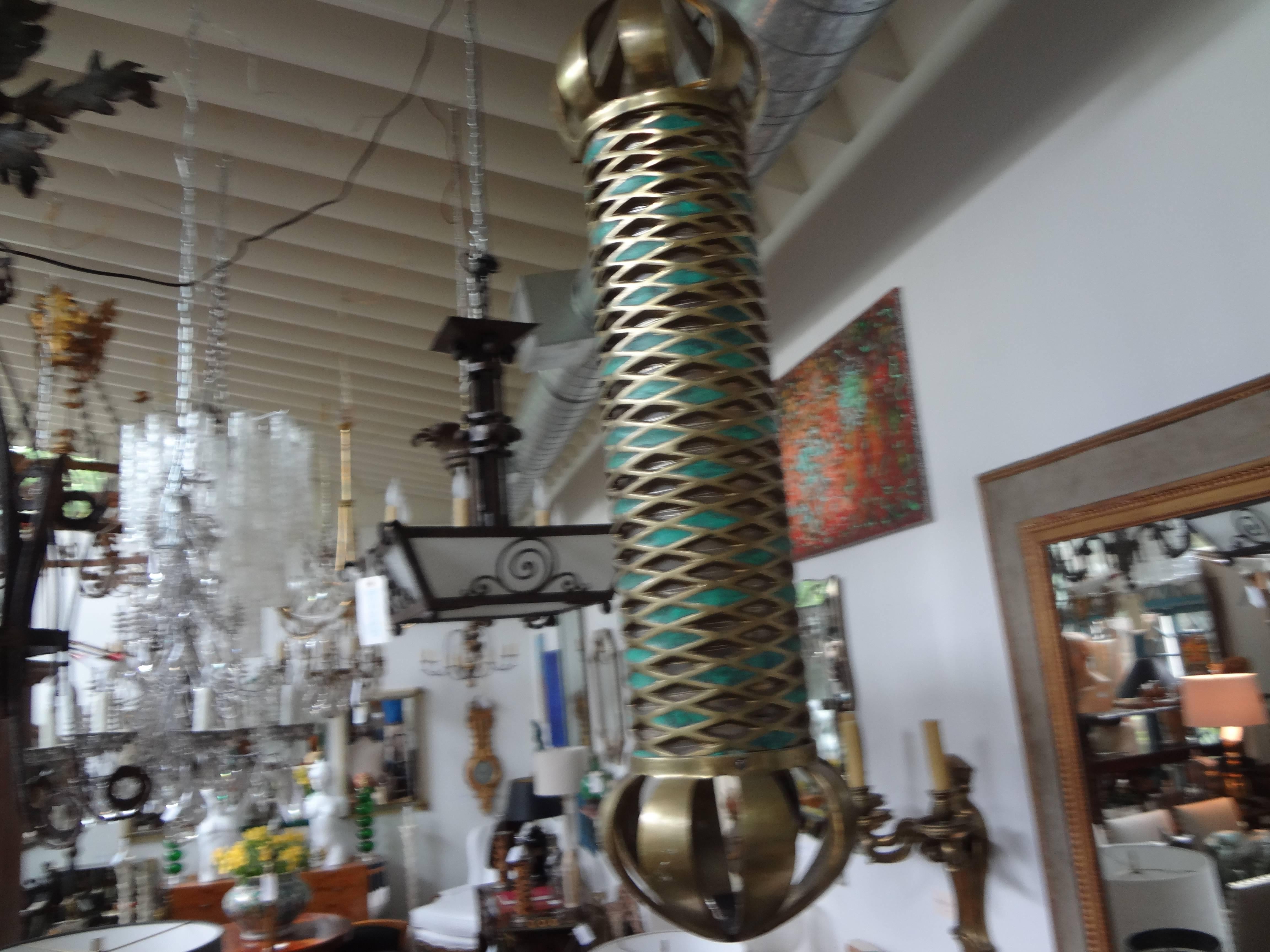 Mexican Pepe Mendoza Large Enameled Brass Lantern