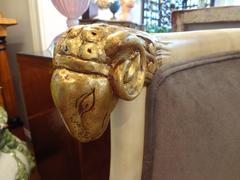 Italian Faux Parchment Canapé with Gilt Ram's Head and Hoof Feet