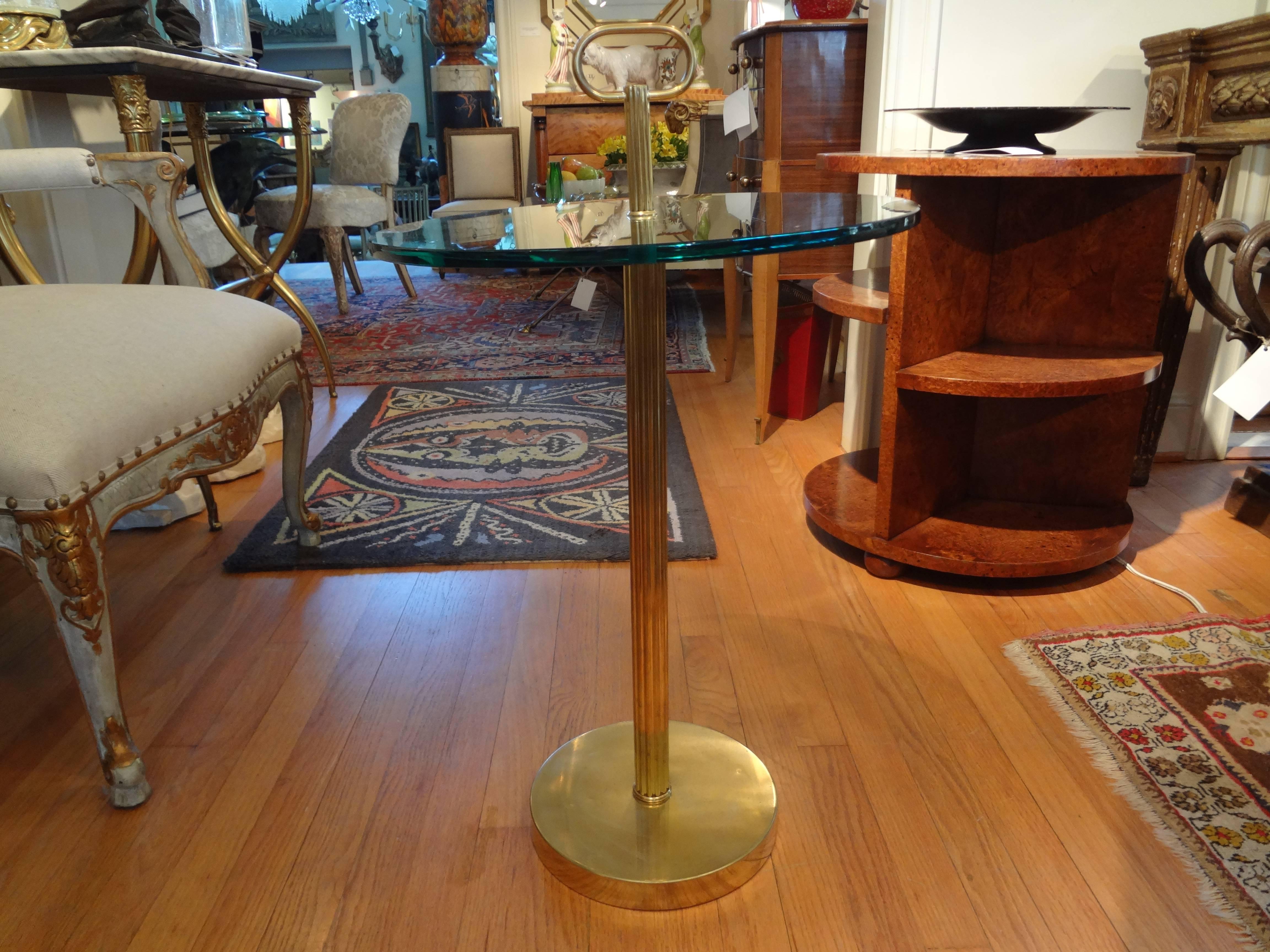 Pair of Gio Ponti Inspired Italian Modern Bronze and Glass Side Tables 2