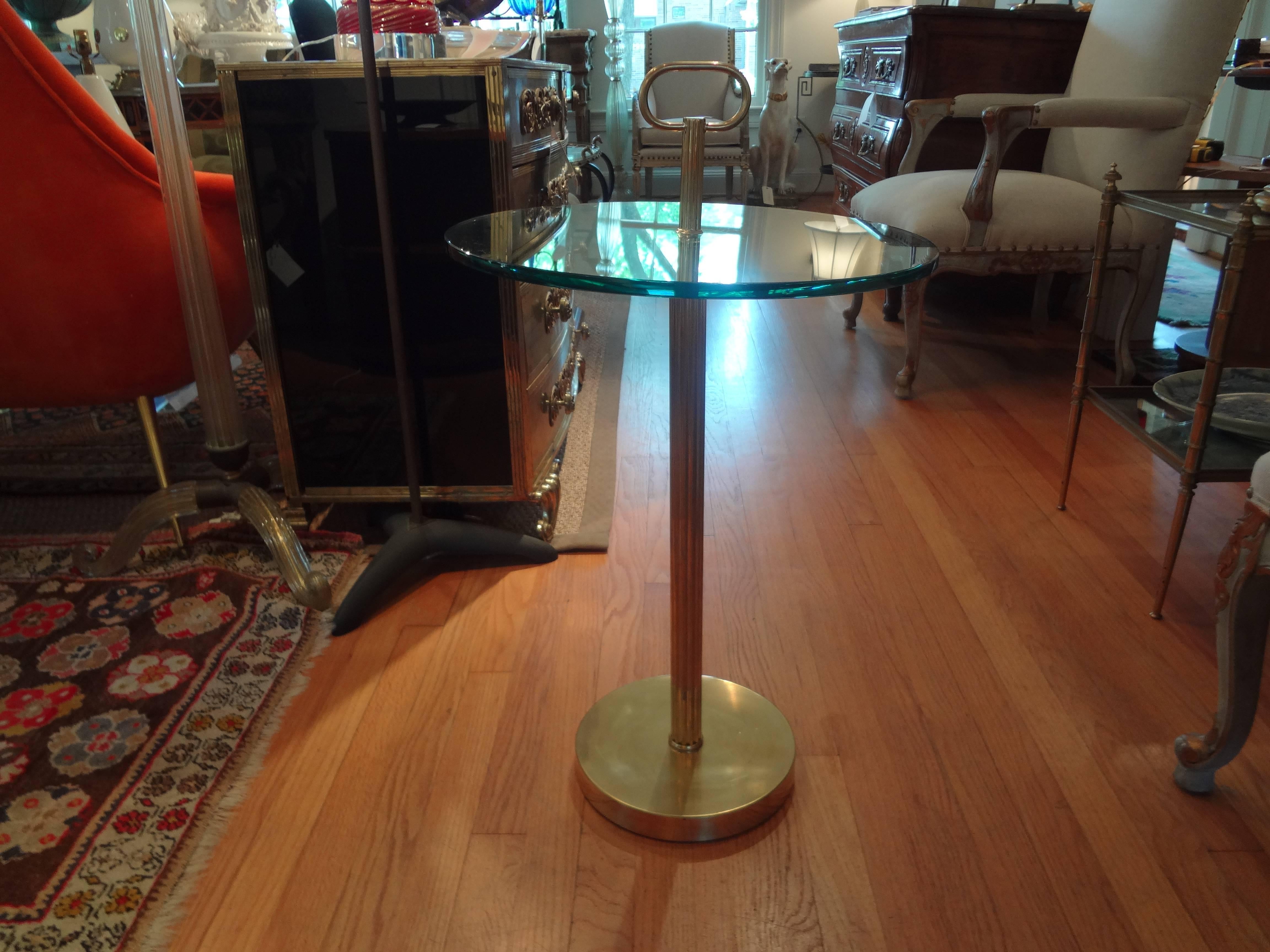 Pair of Gio Ponti Inspired Italian Modern Bronze and Glass Side Tables 3