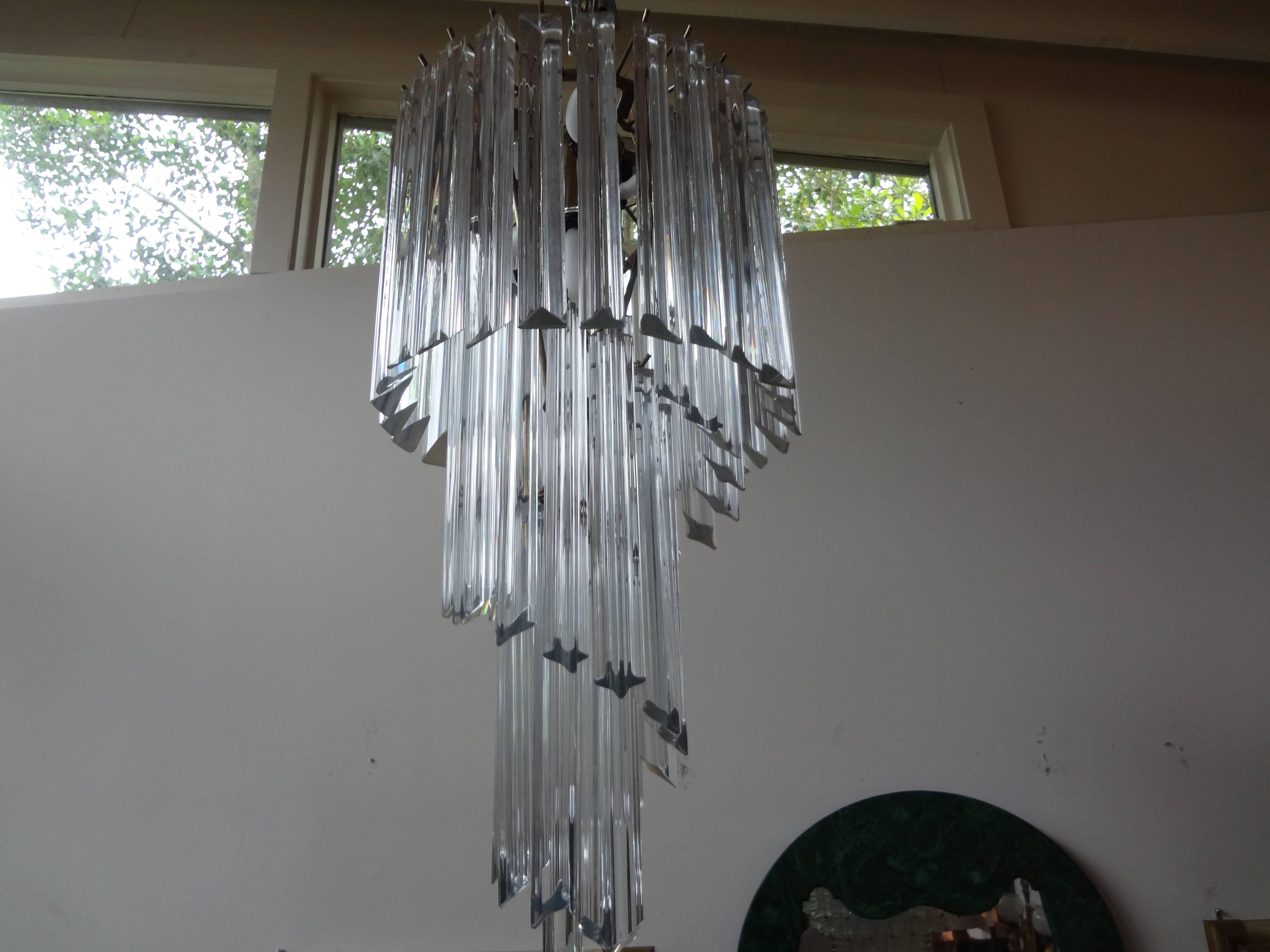 Italian Venini Inspired Murano Spiral Chandelier For Sale