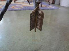 Italian Giacometti Inspired Iron and Brass Table with Glass Top