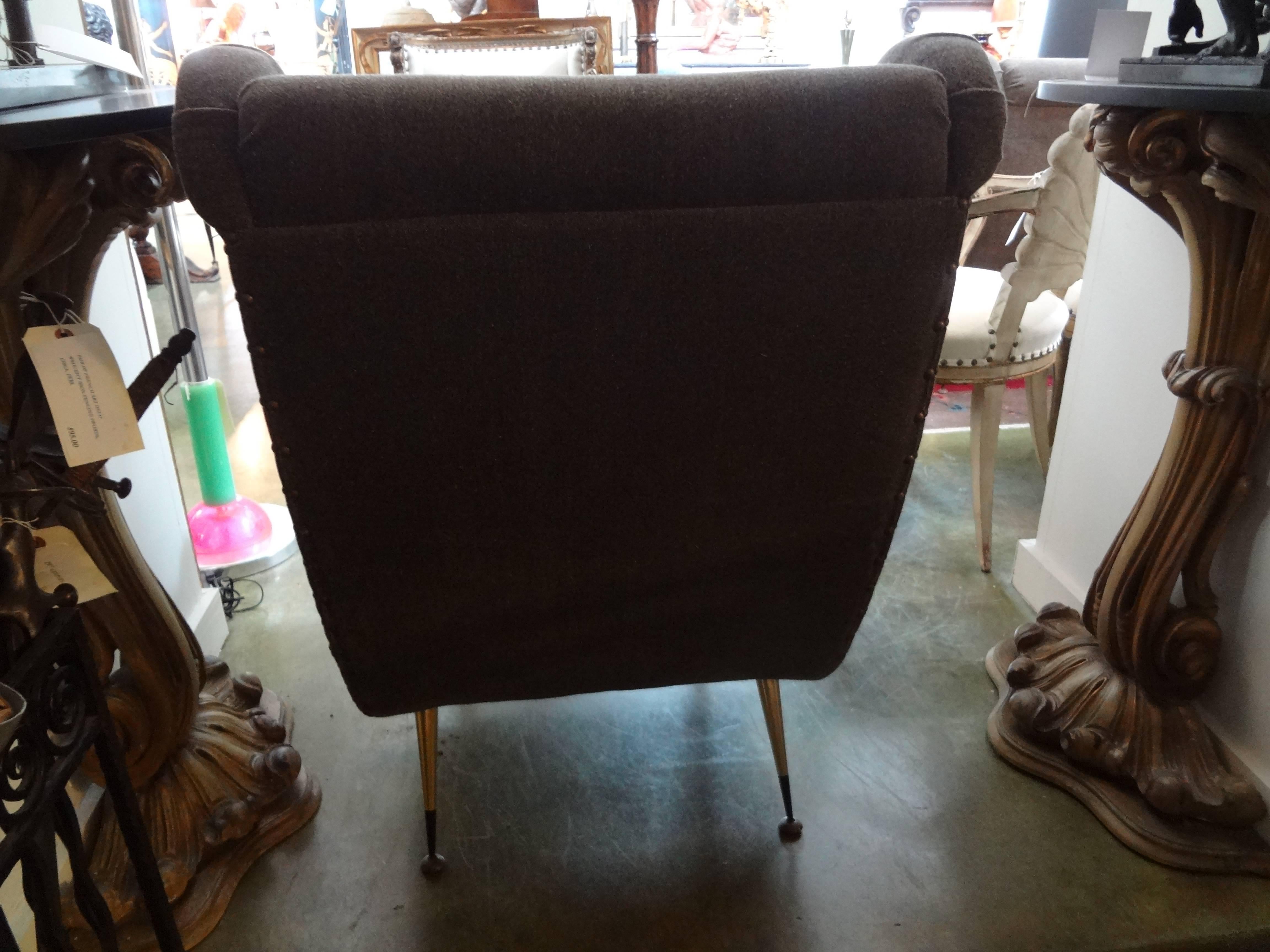 Mid-Century Modern Pair of Midcentury Italian Gio Ponti Inspired Lounge Chairs or Armchairs