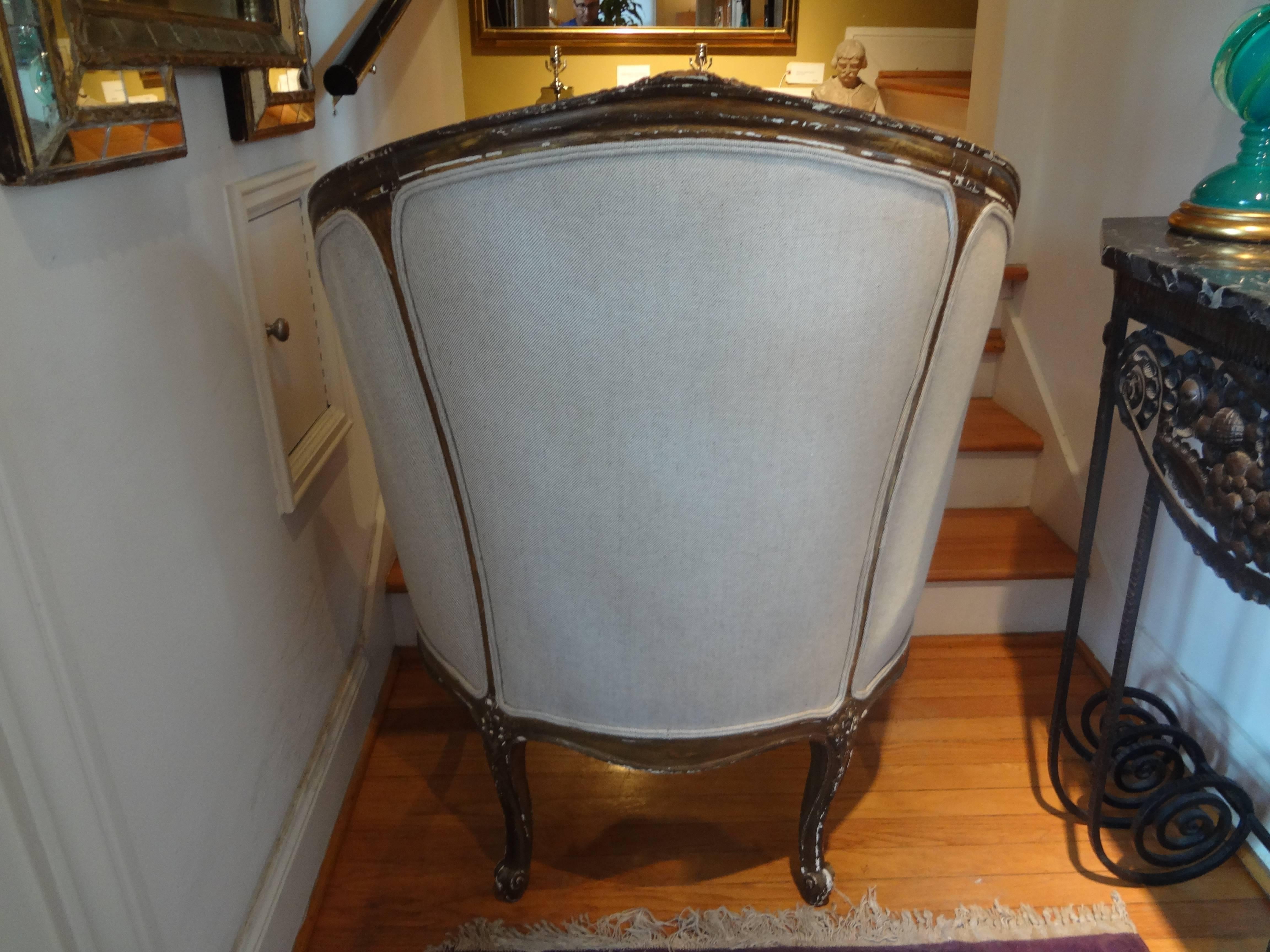 19th Century French Regence Style Giltwood Bergère In Good Condition For Sale In Houston, TX