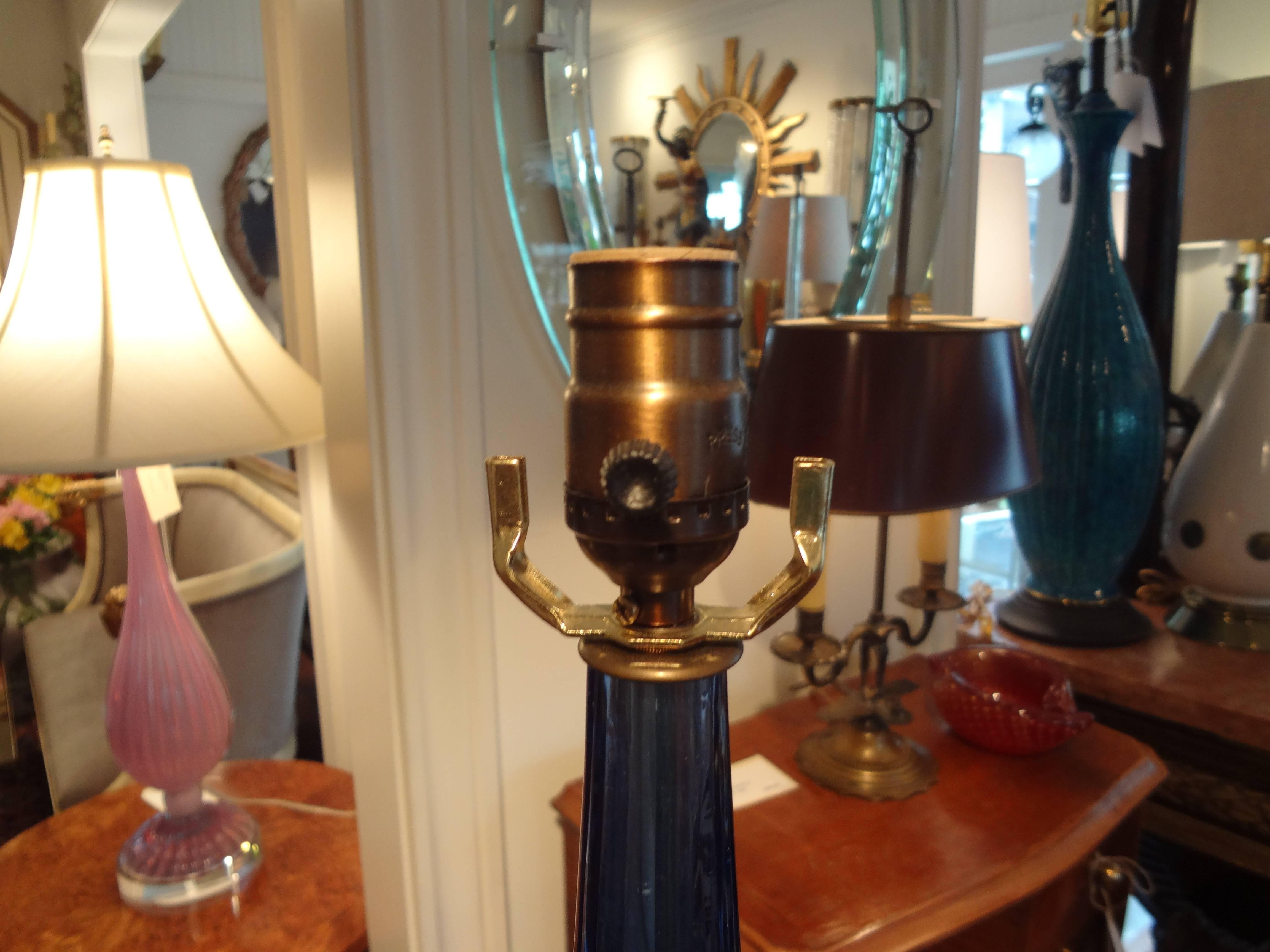 Italian Large Mid-Century Blue Murano Glass Lamp