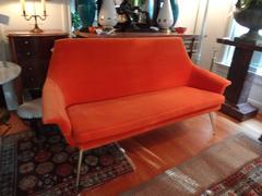 Italian Mid Century Gio Ponti Inspired Sofa with Brass Legs