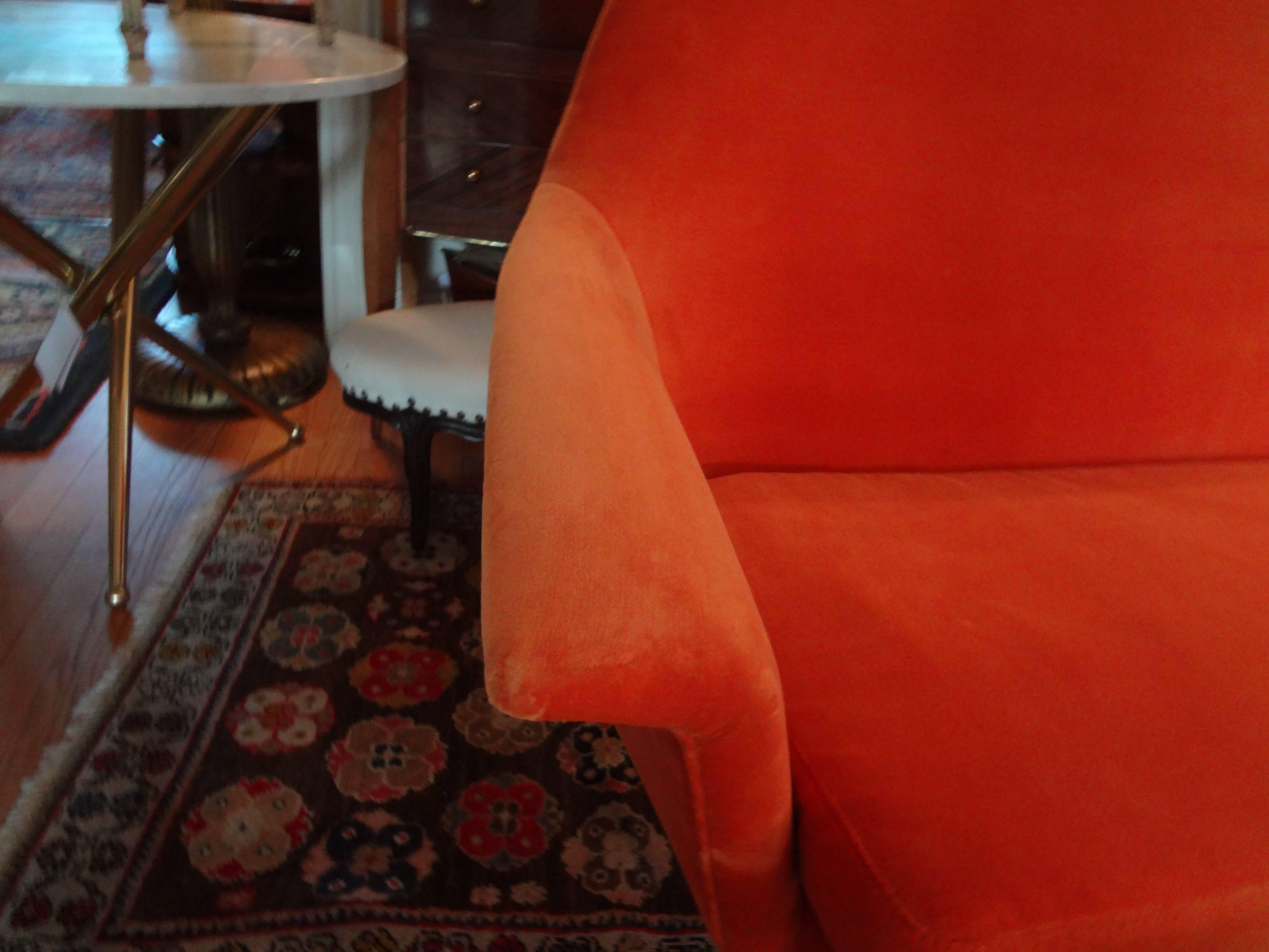 Mid-Century Modern Italian Mid Century Gio Ponti Inspired Sofa with Brass Legs