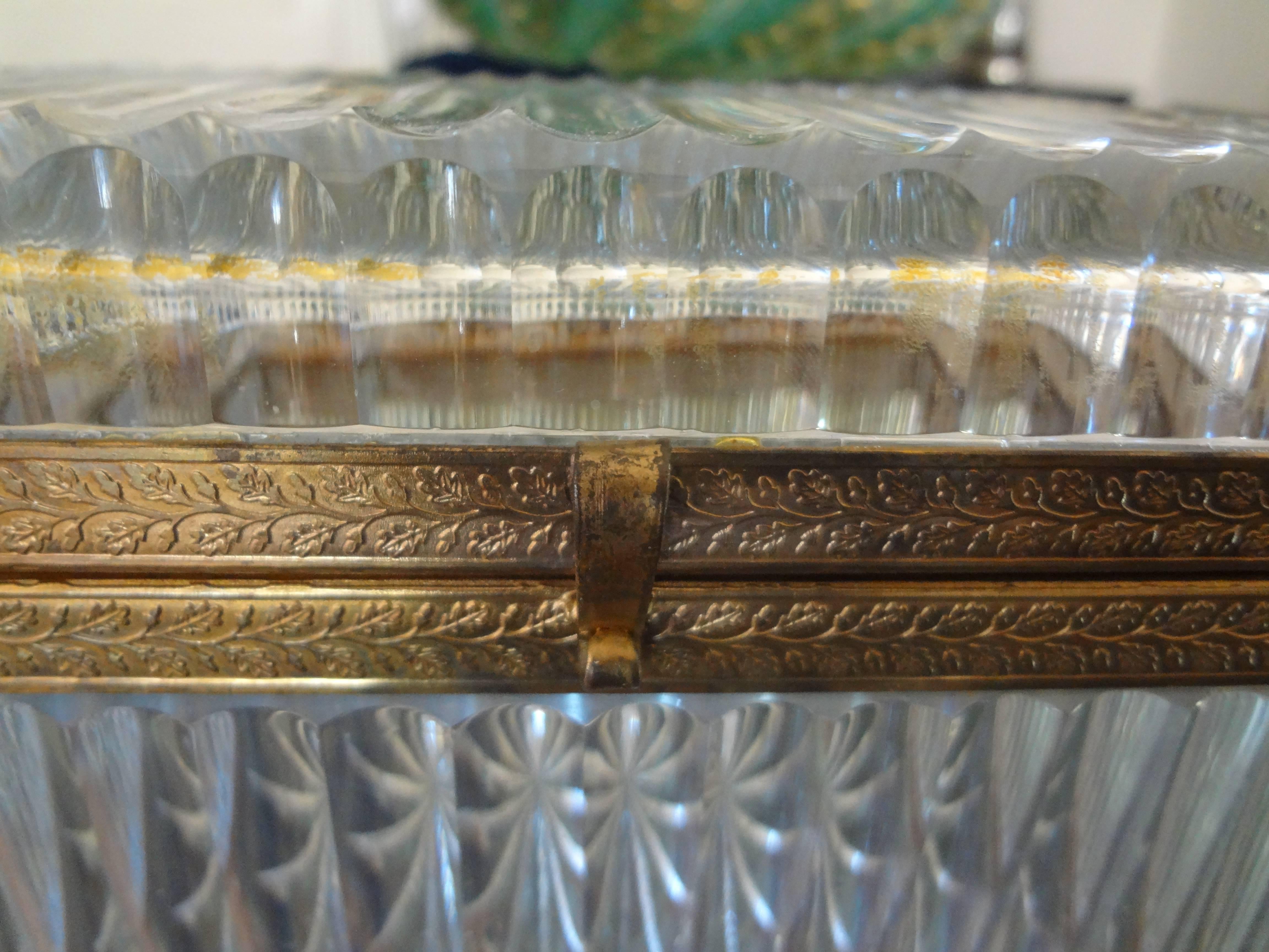 Louis XVI Large Antique French Crystal Box Attributed To Baccarat