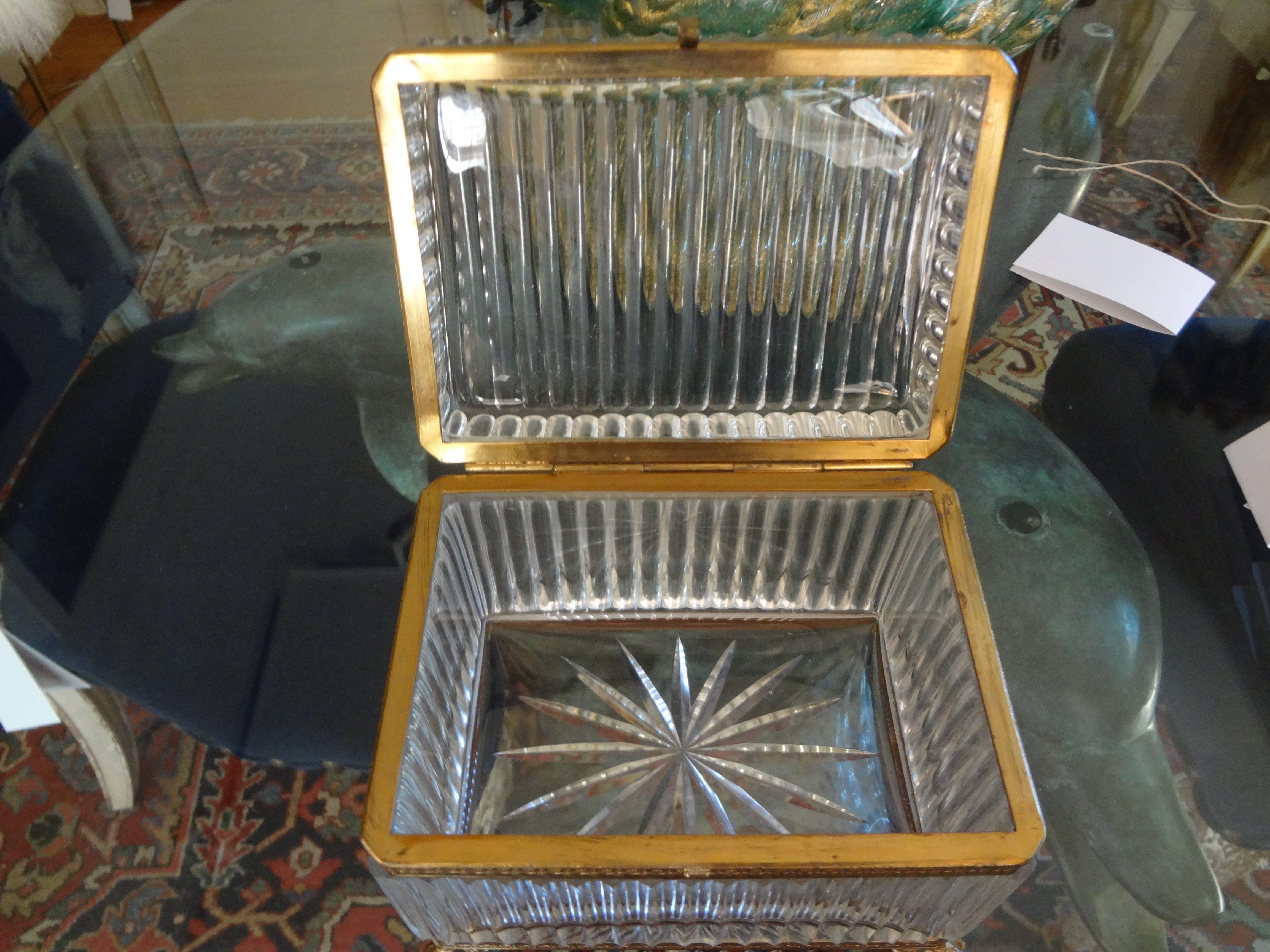Large Antique French Crystal Box Attributed To Baccarat 1