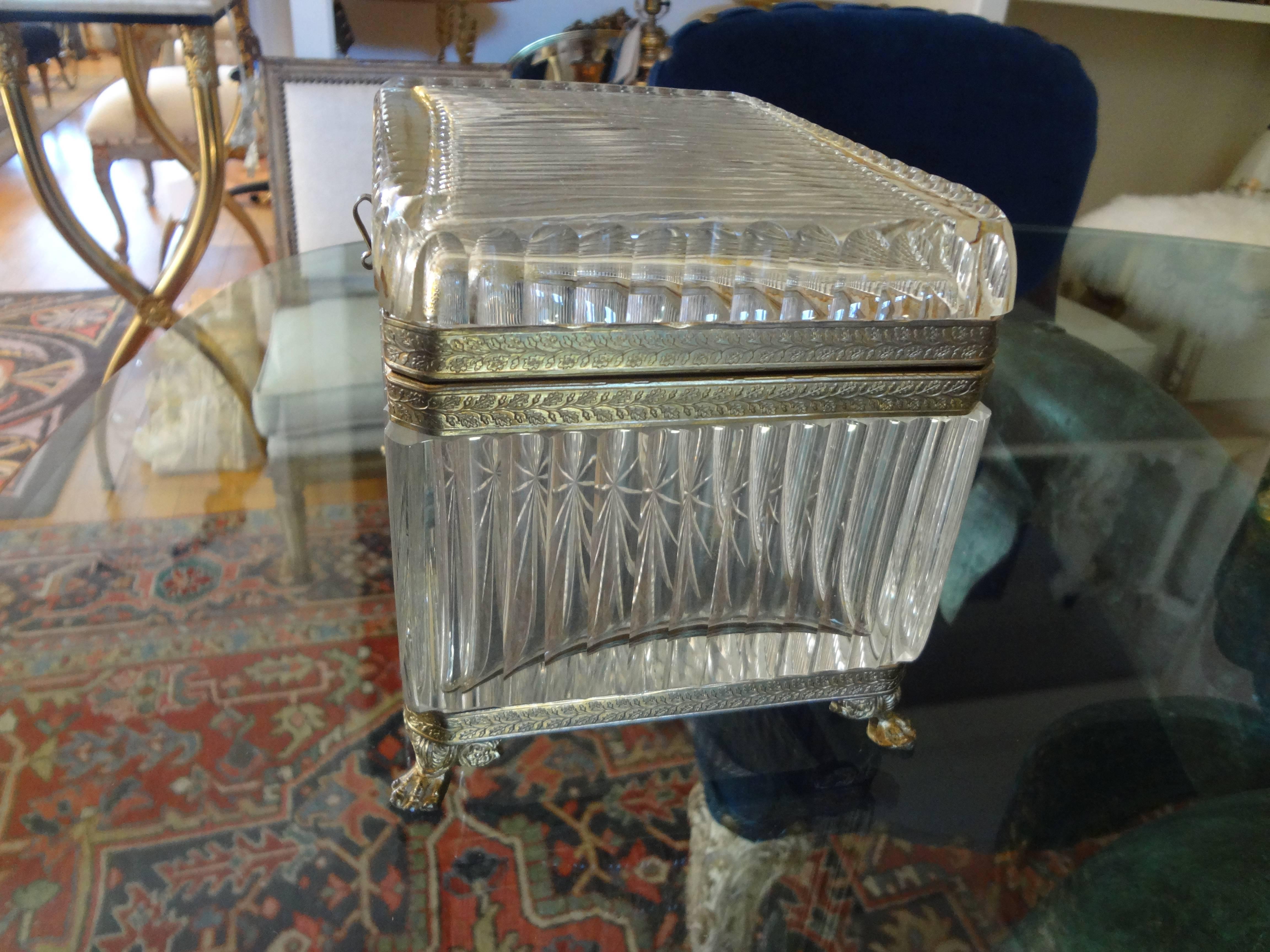 Large Antique French Crystal Box Attributed To Baccarat 3