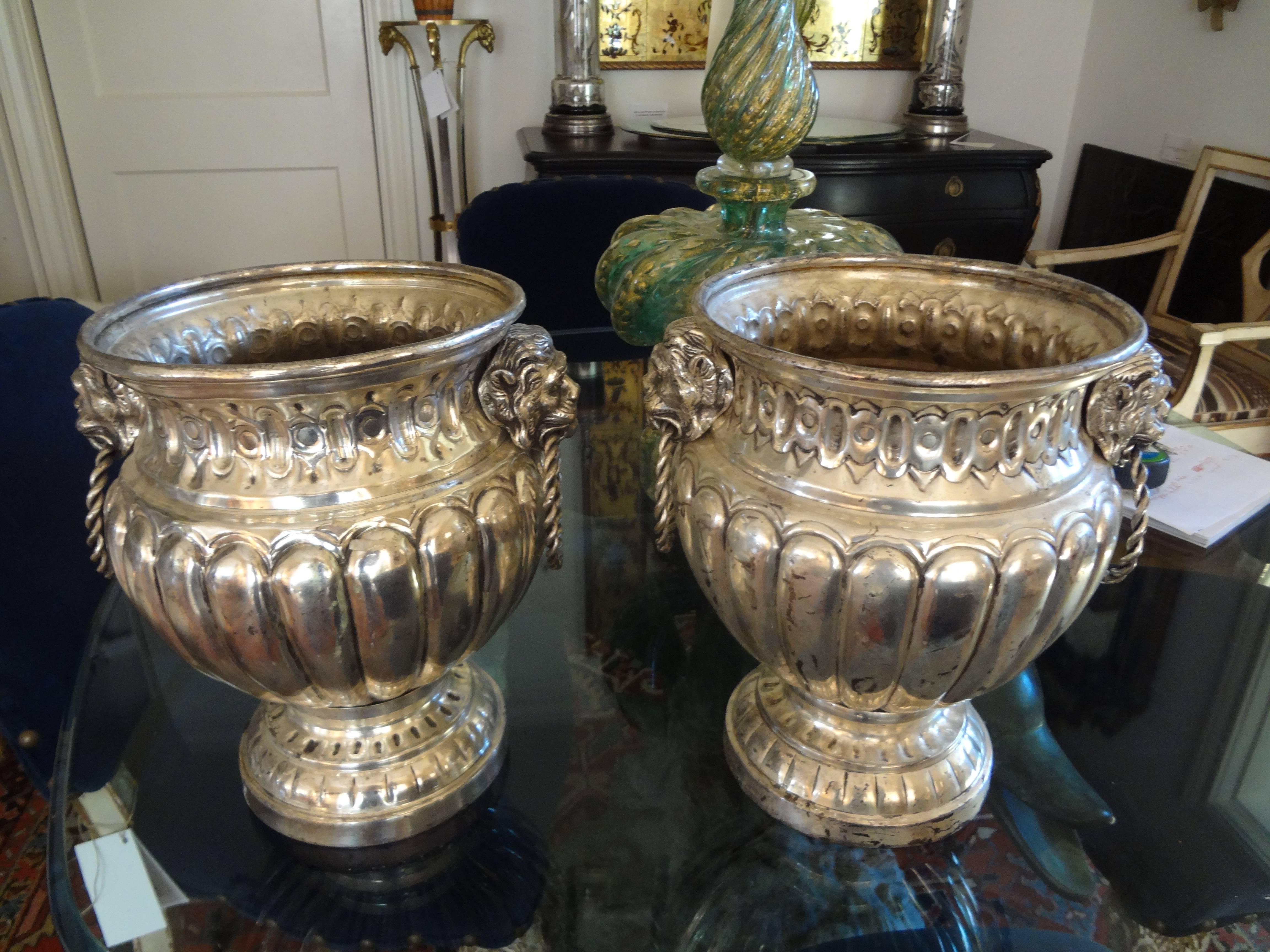 Pair Of Vintage Silver Plated Wine Coolers  3
