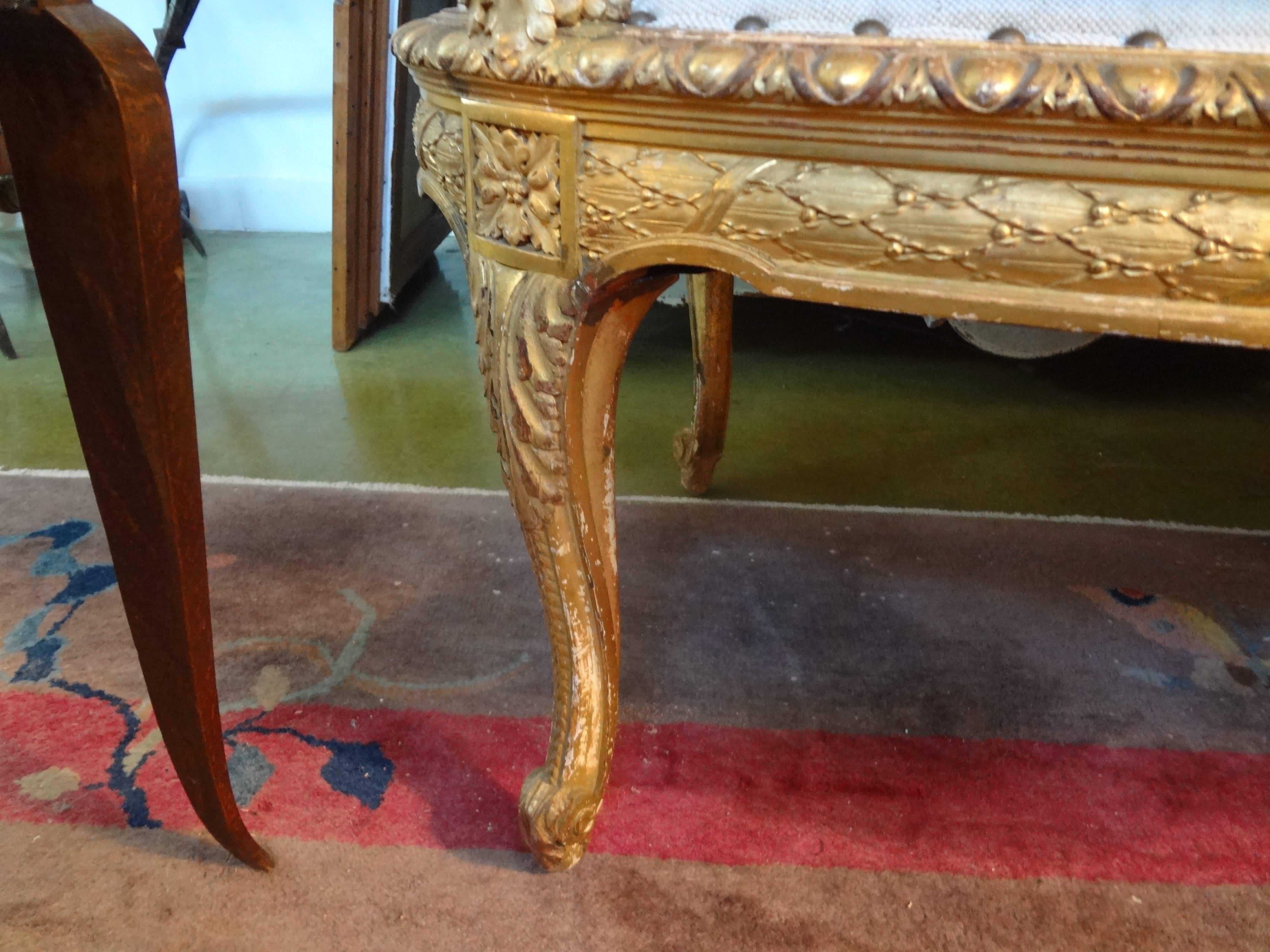 Régence Antique French Regence Style Gilt Wood Canape Or Sofa