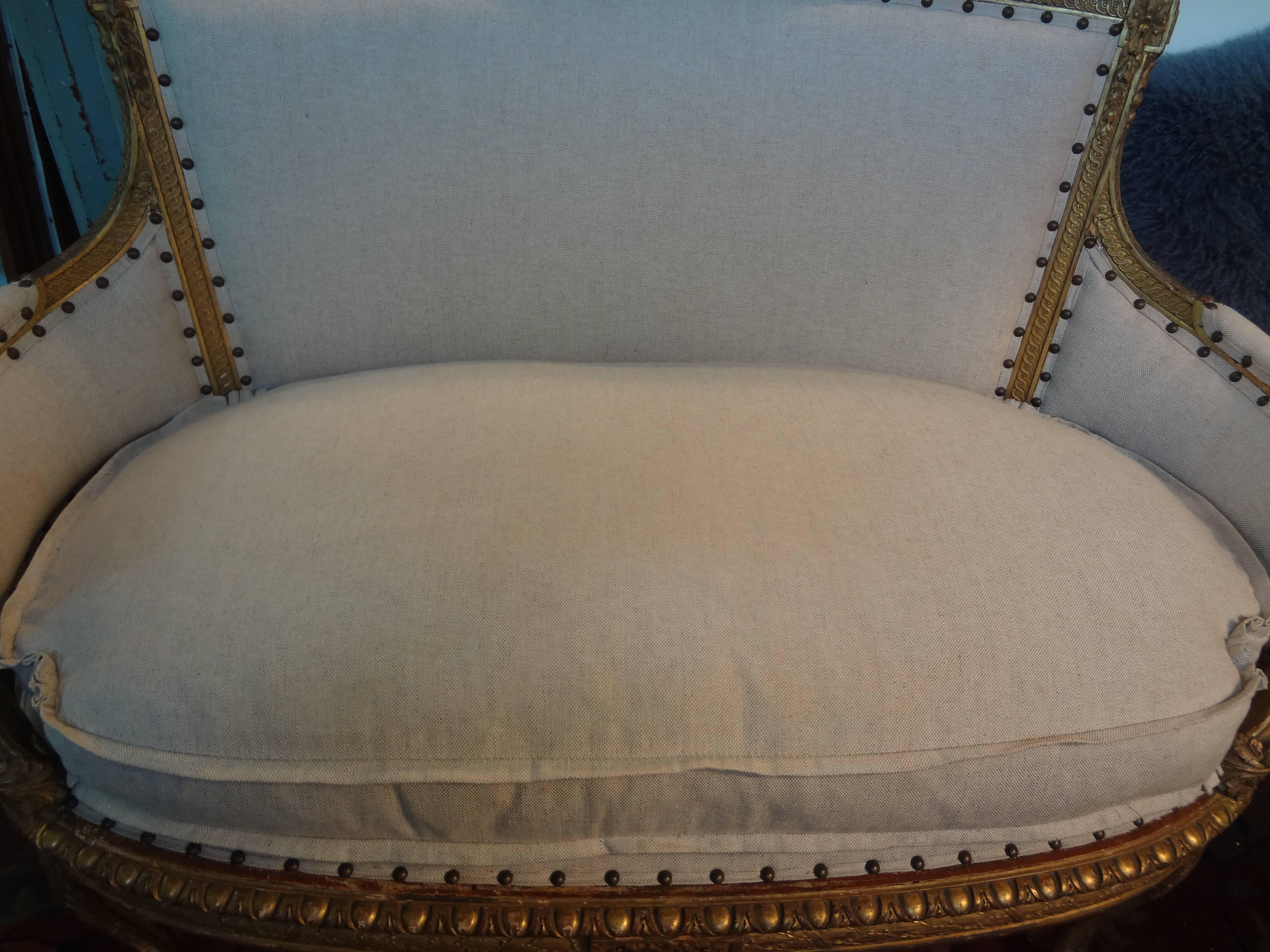 19th Century Antique French Regence Style Gilt Wood Canape Or Sofa