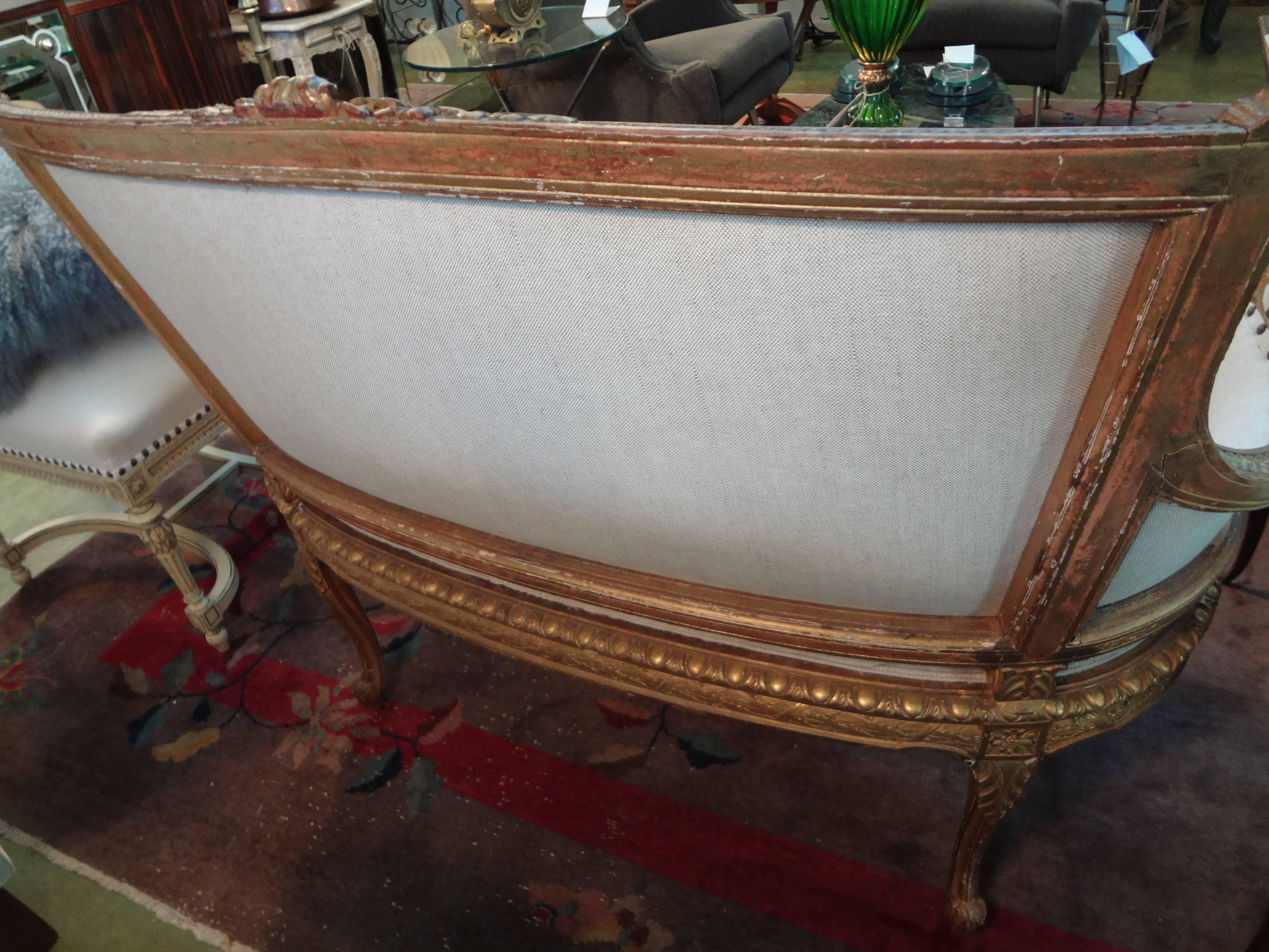 Antique French Regence Style Gilt Wood Canape Or Sofa 3