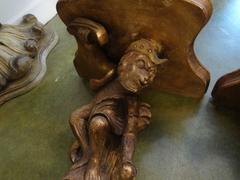 Pair of Italian Gilt Wood Monkey Wall Brackets