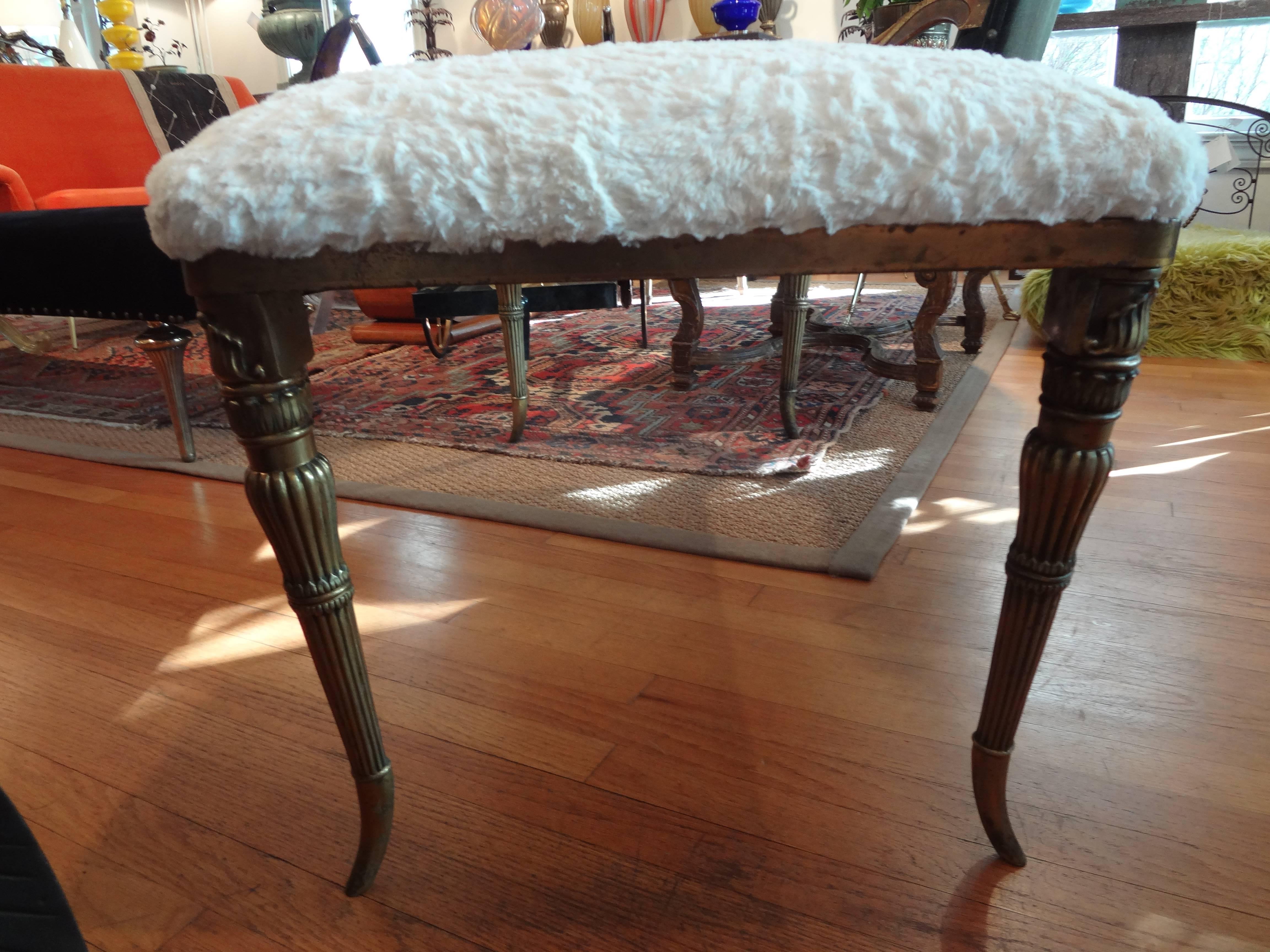 Italian Gio Ponti Inspired Neoclassical Style Brass Bench from Milan In Good Condition In Houston, TX