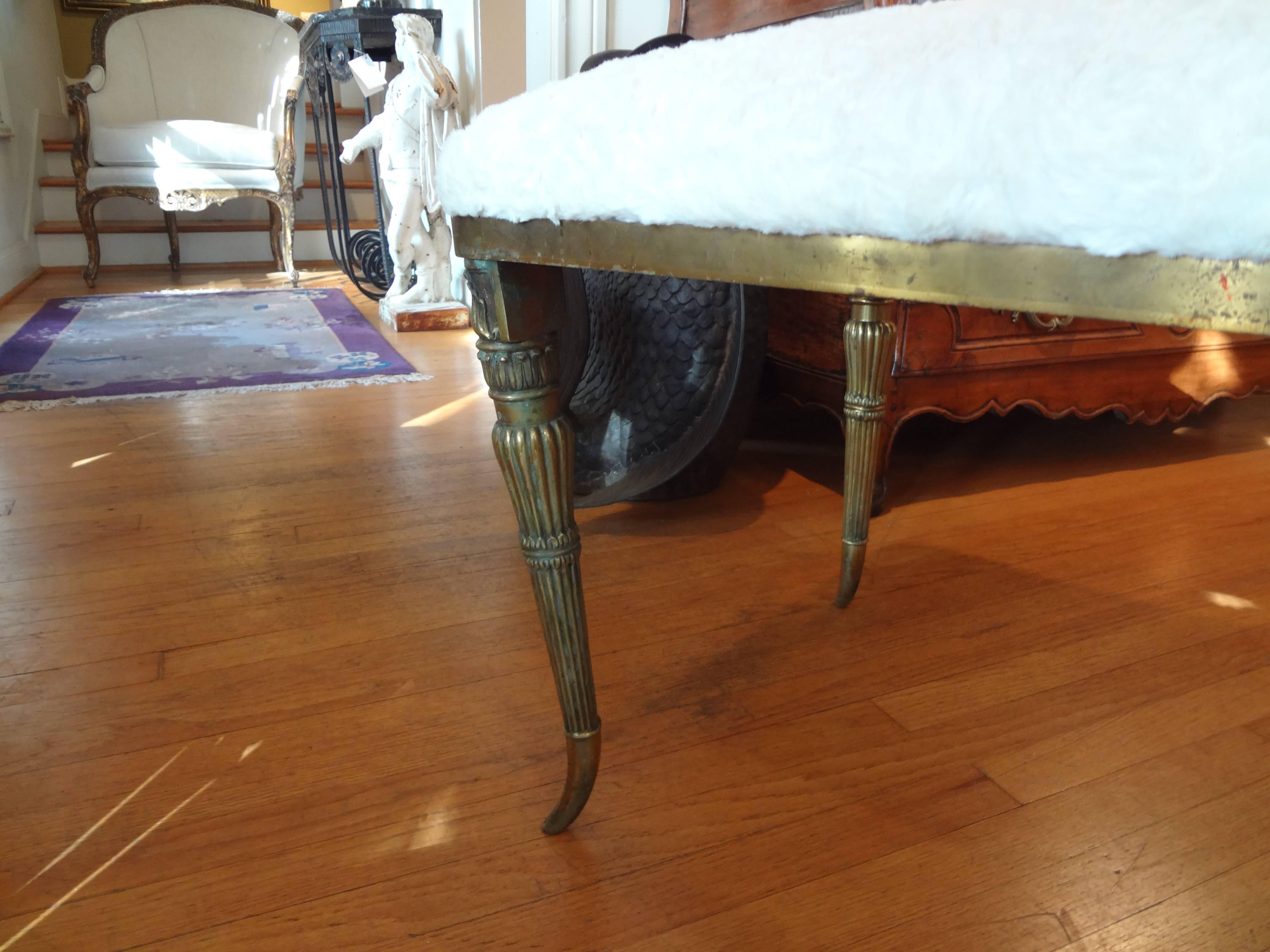 Italian Gio Ponti Inspired Neoclassical Style Brass Bench from Milan 1