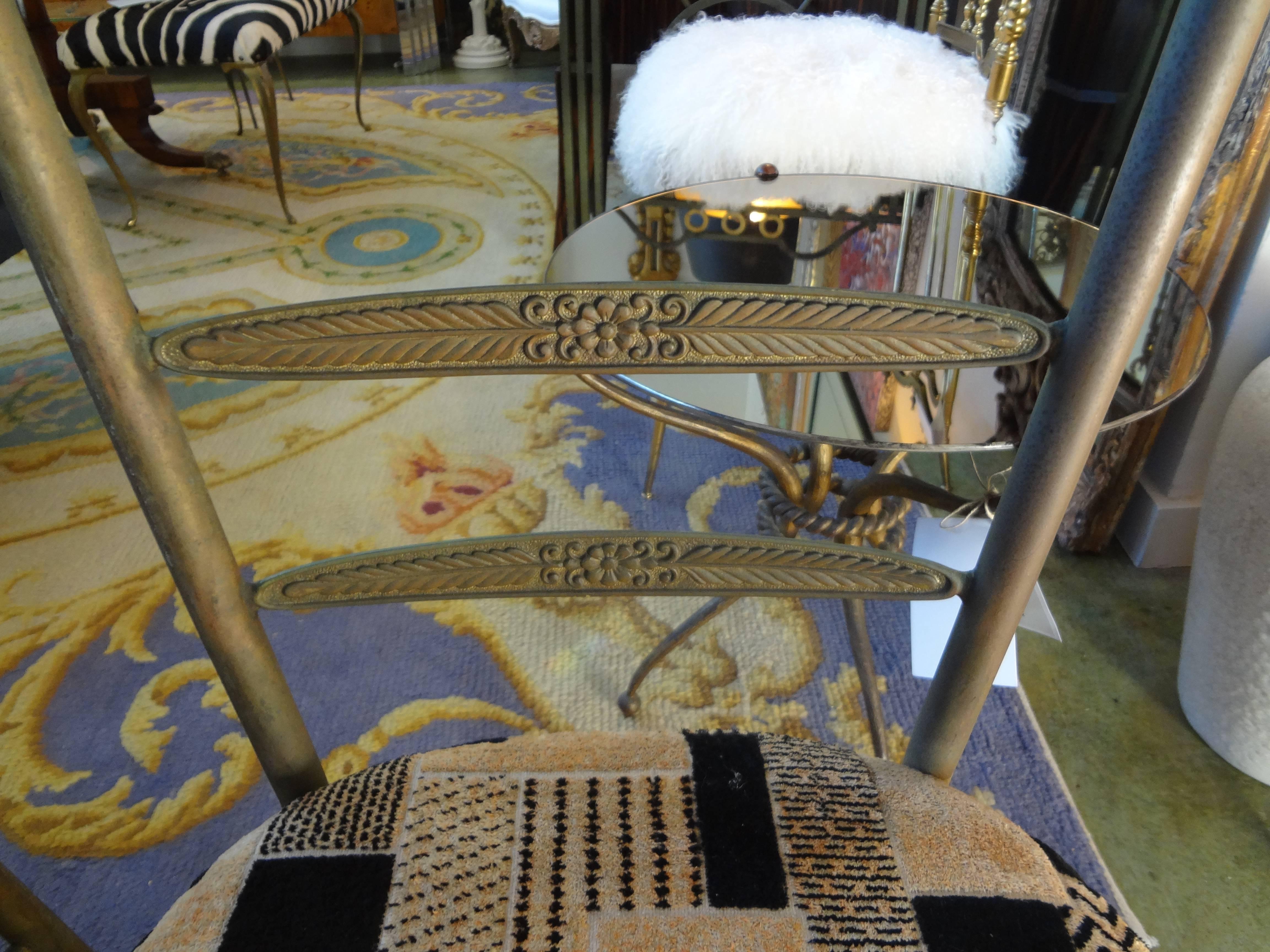 Unusual Pair of Tall Brass Italian Chiavari Chairs In Good Condition In Houston, TX