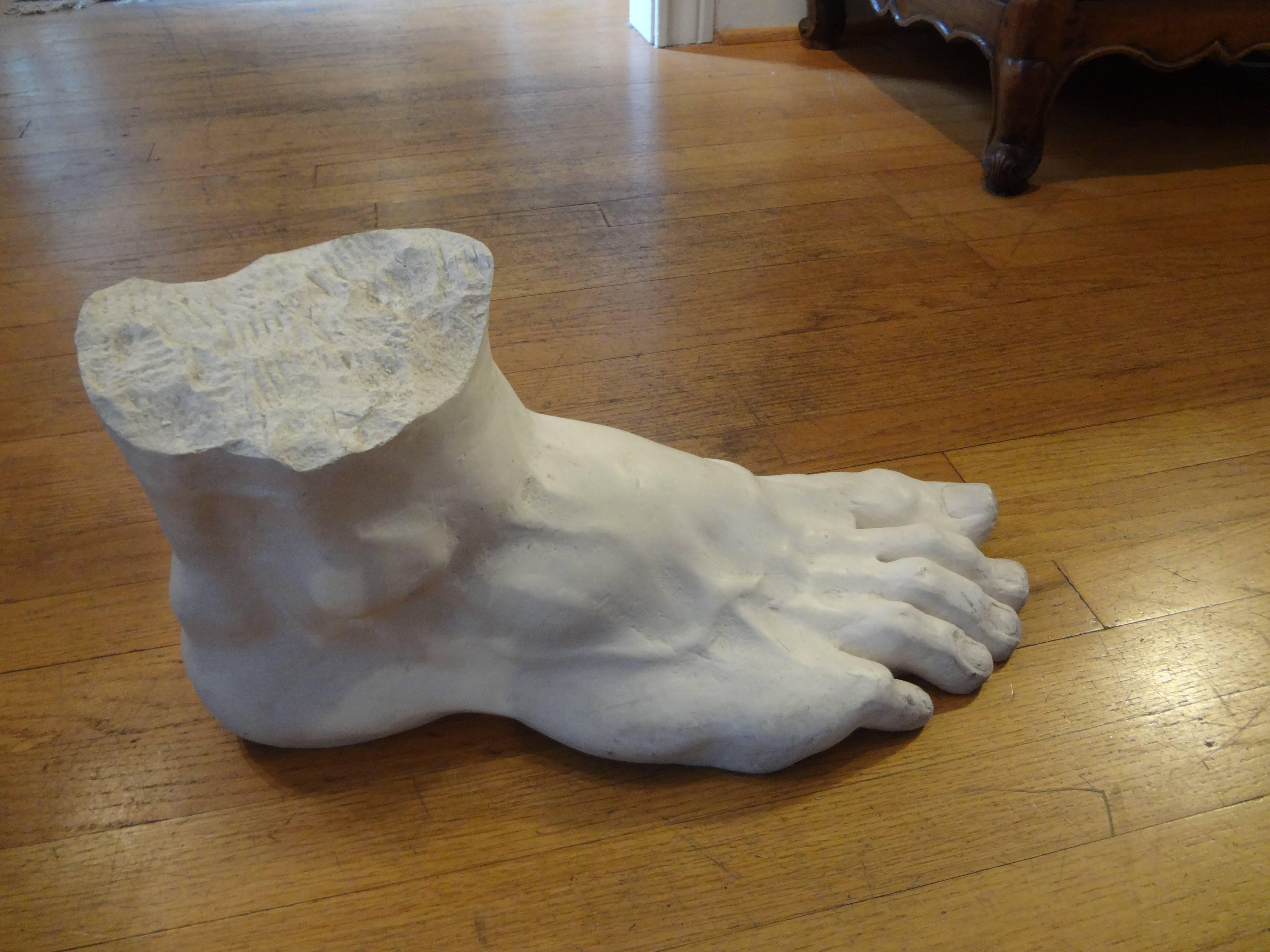 Classical Roman Large Italian Plaster Foot Sculpture of Hercules from Rome