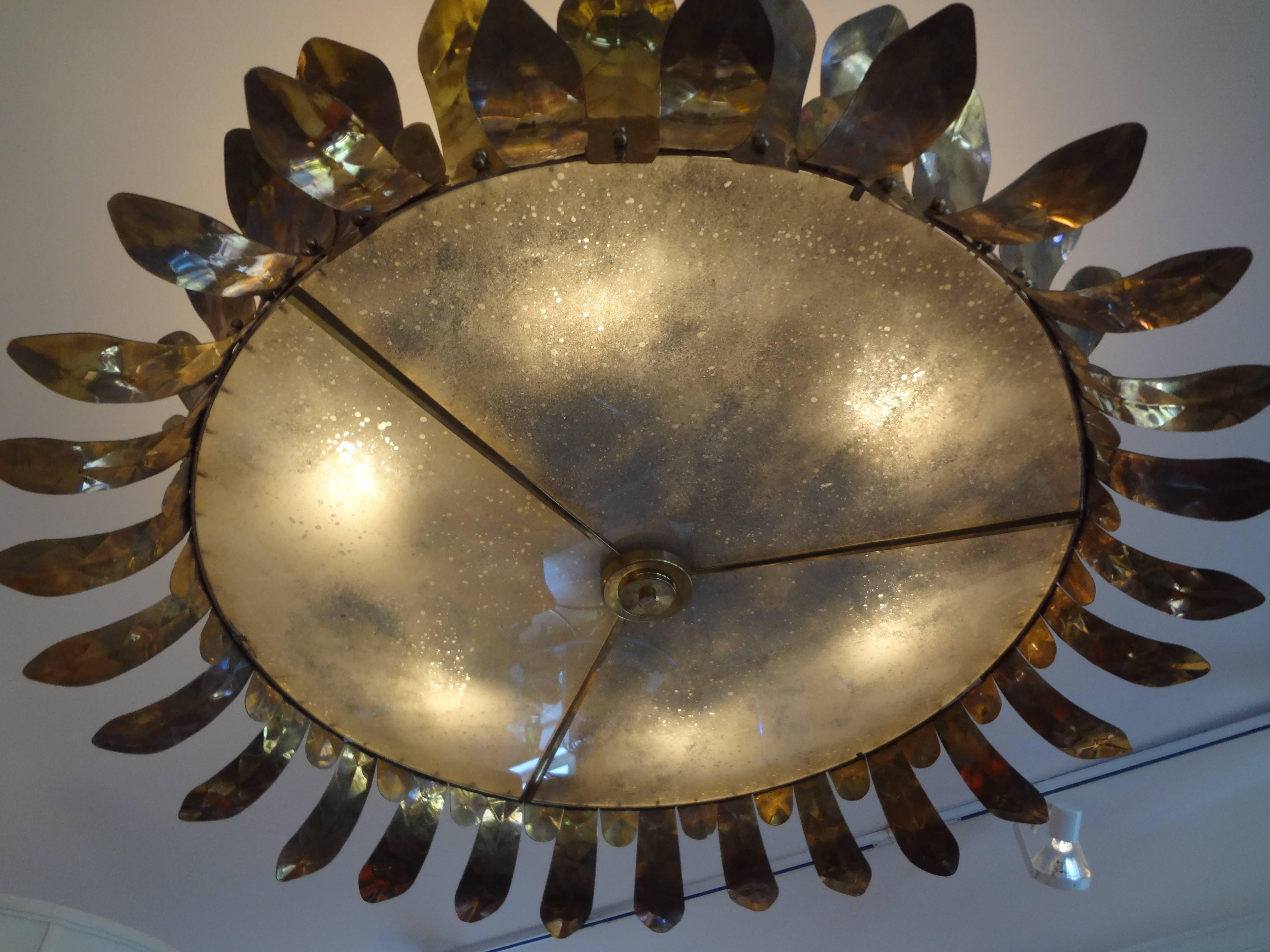 Late 20th Century Italian Brass and Glass Chandelier Sciolari, Roma circa 1980s