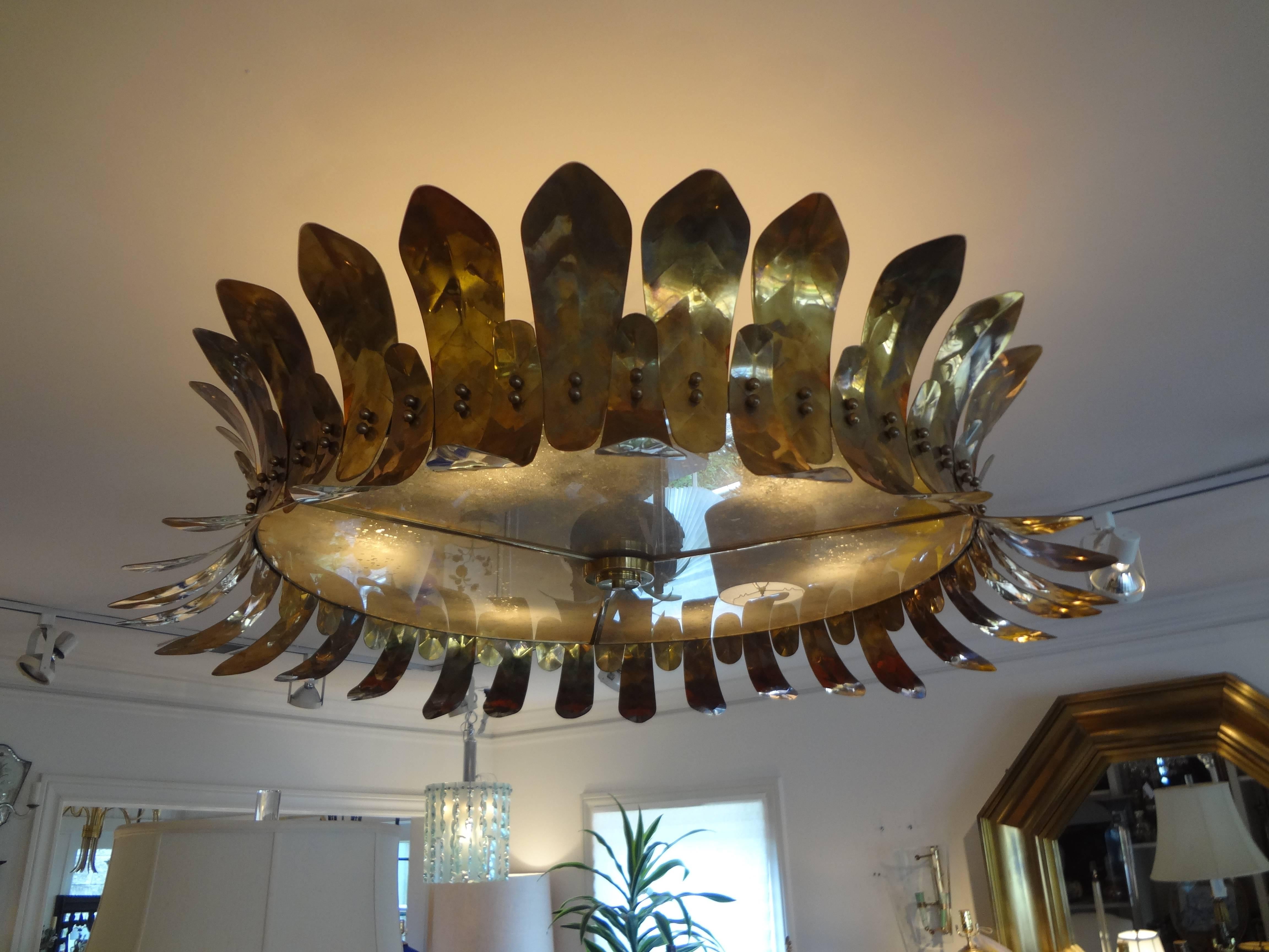 Italian Brass and Glass Chandelier Sciolari, Roma circa 1980s 1