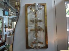 Pair of Italian Mid-Century Murano Glass and Brass Sconces by Salviati