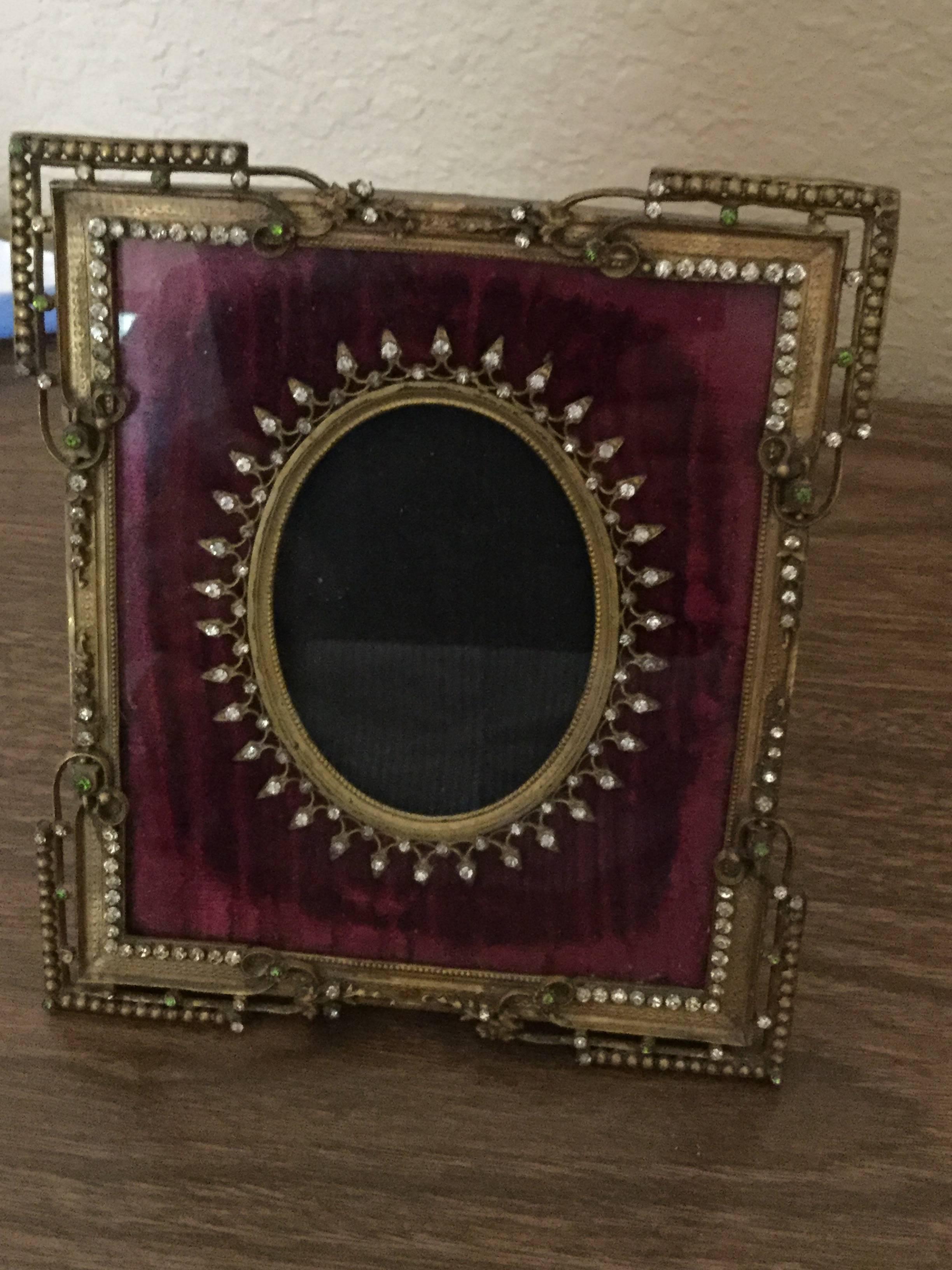 19th Century, French, Louis XVI Style Bronze Frame with Paste Jewels-Sale In Good Condition In Houston, TX