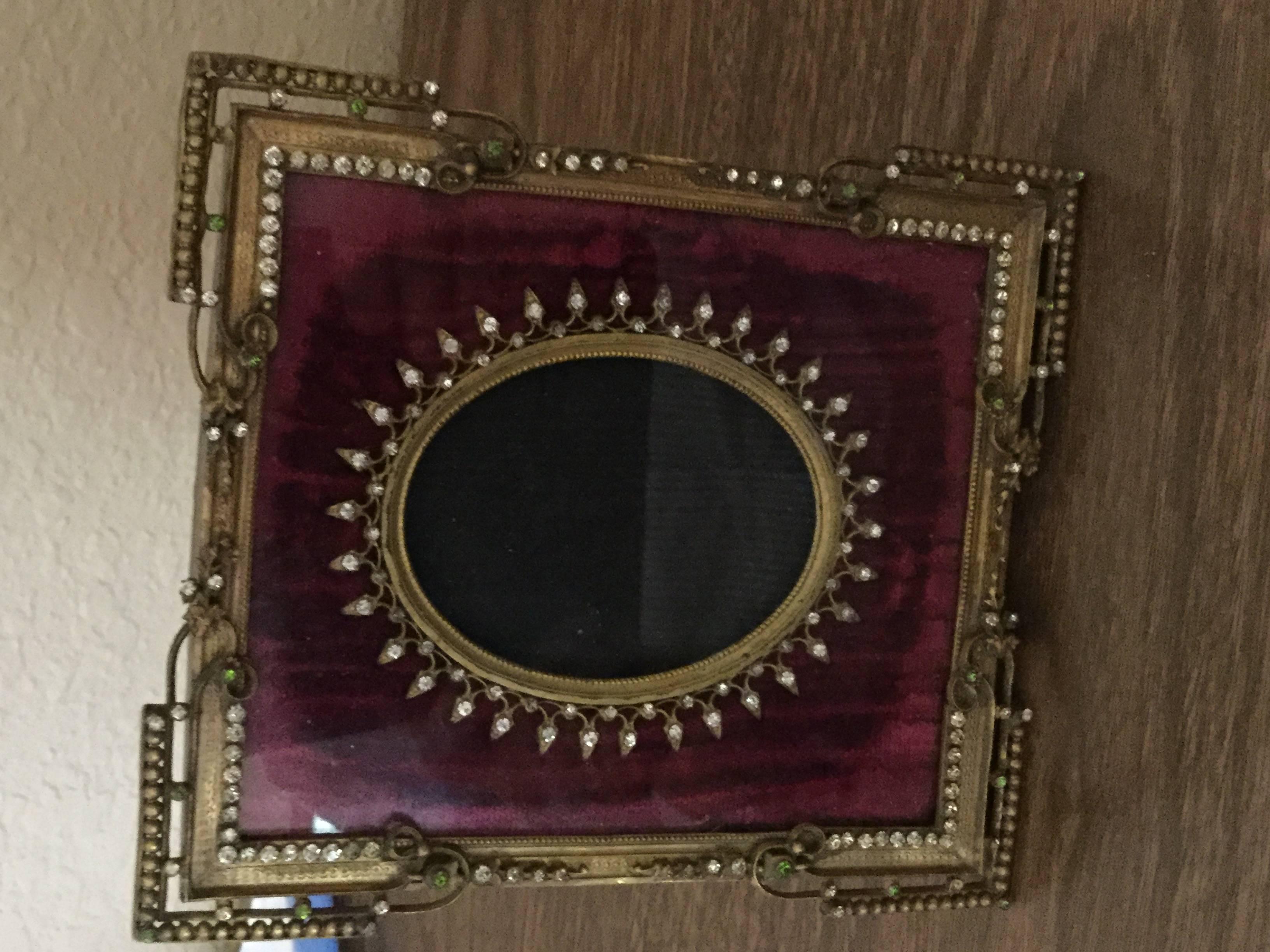 19th Century, French, Louis XVI Style Bronze Frame with Paste Jewels-Sale 3