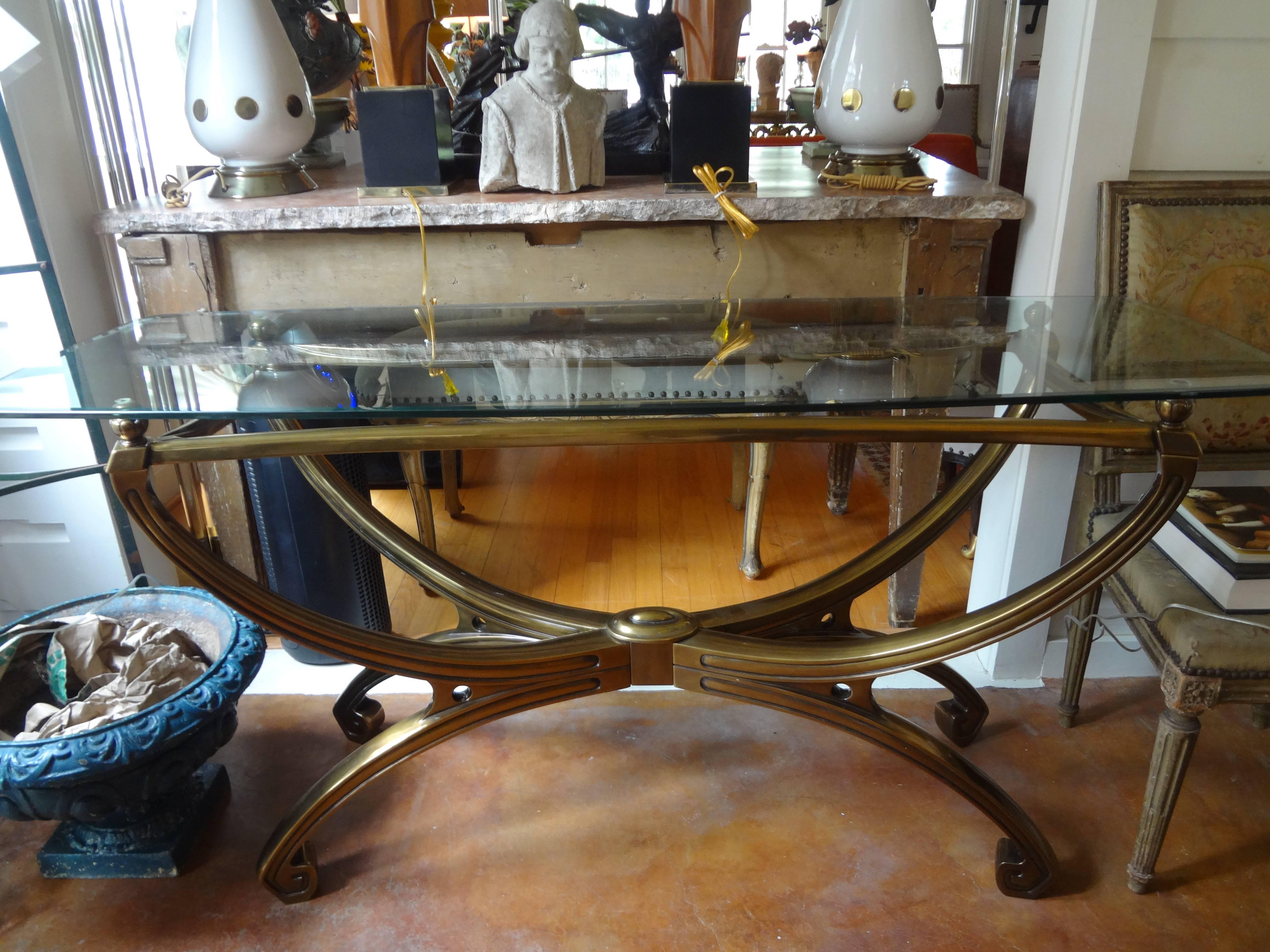 Italian Brass Console Table in the Manner of Romeo Rega 3