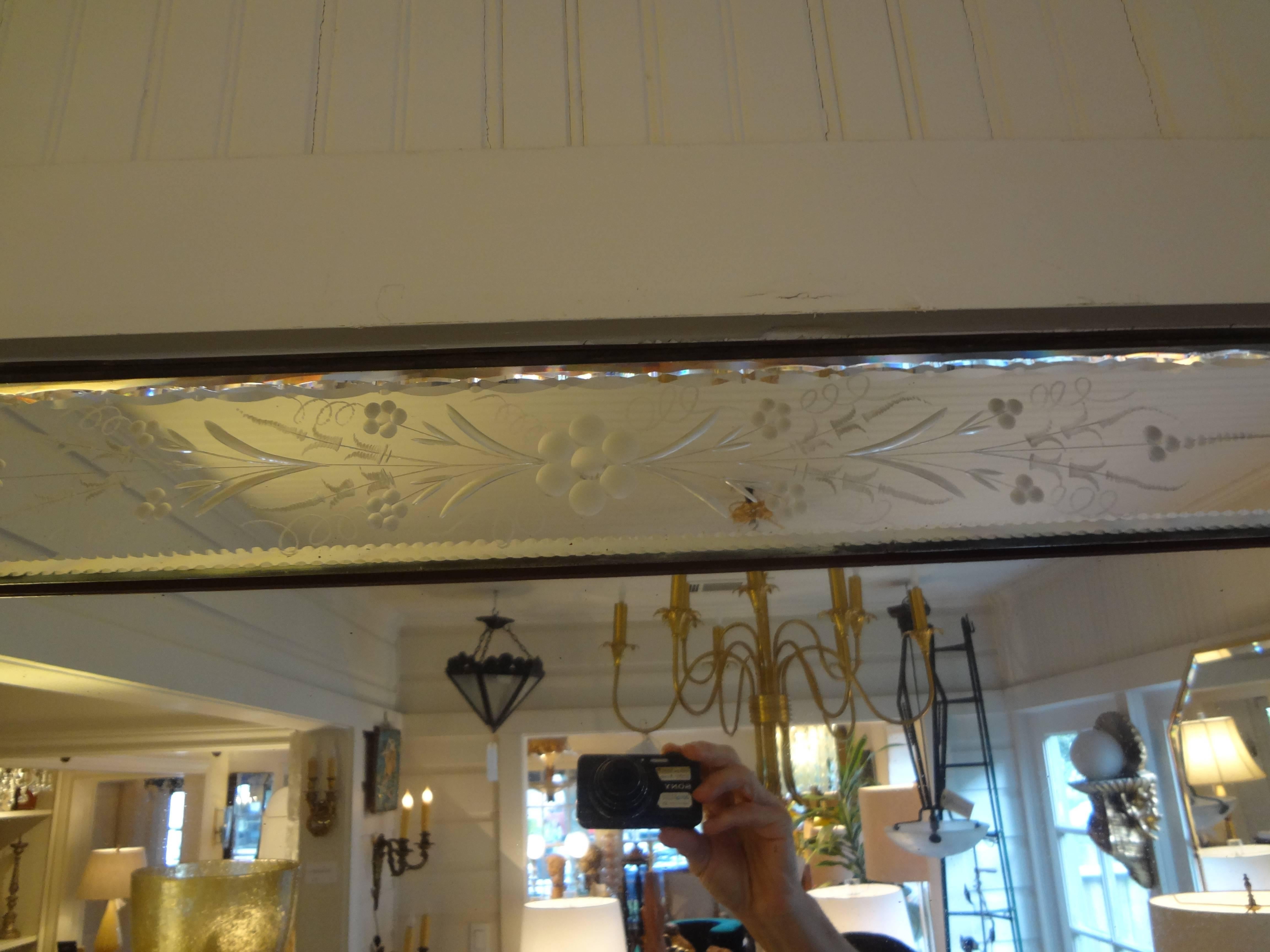 Louis XVI Antique Etched And Beveled Venetian Mirror