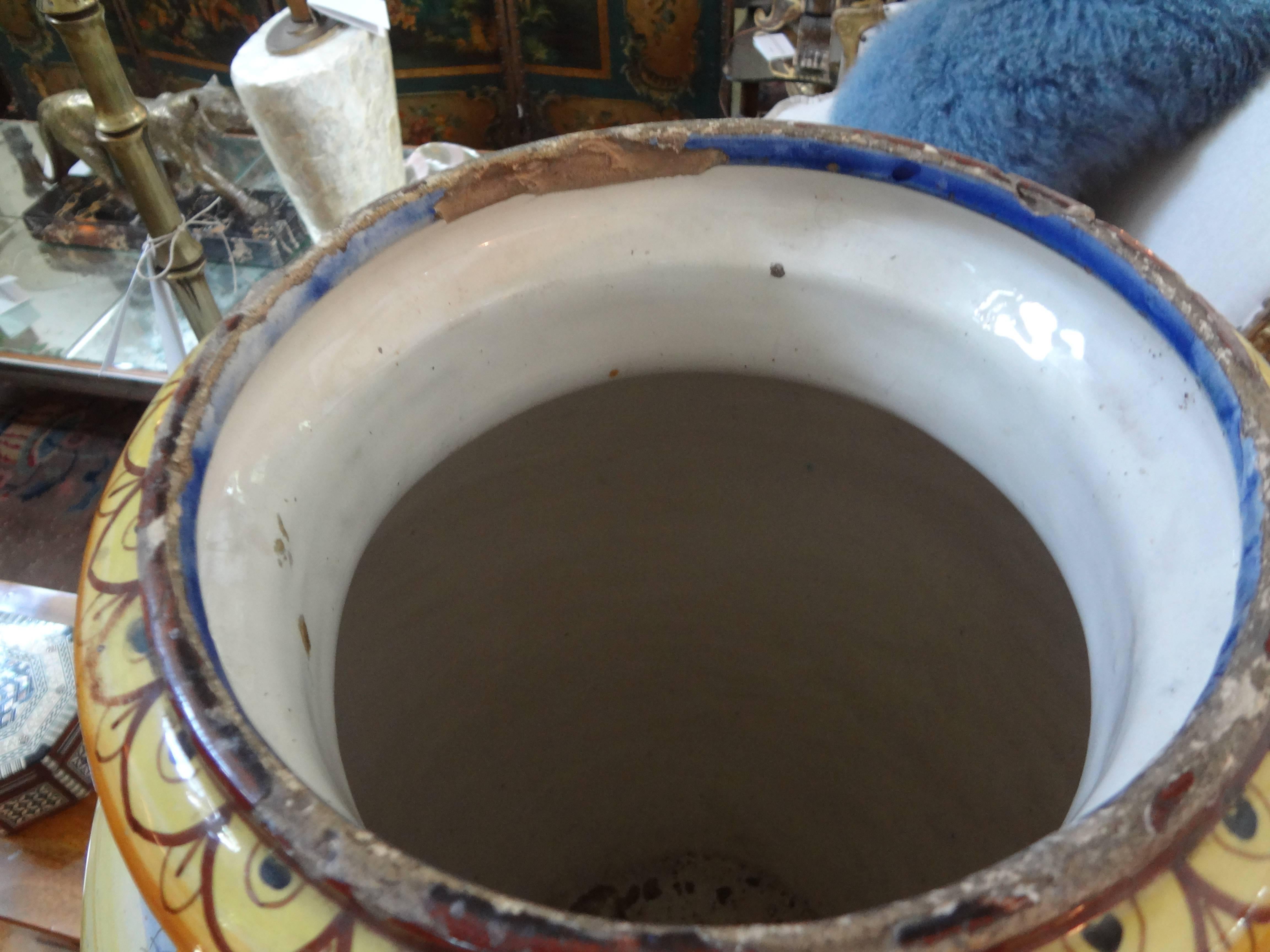 19th Century Italian Glazed Earthenware Urn Attributed to Urbino Workshop 2