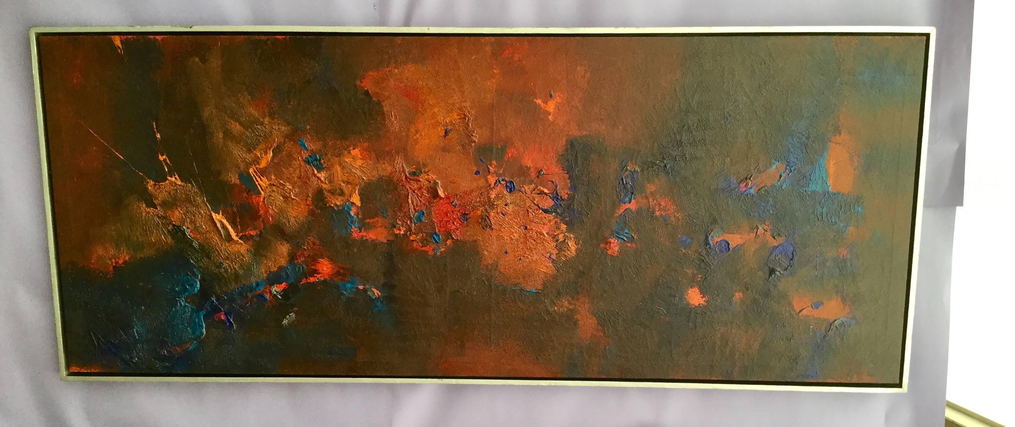 Abstract Oil on Canvas Signed R. Roehrenbeck-Saturday Sale In Good Condition In Houston, TX