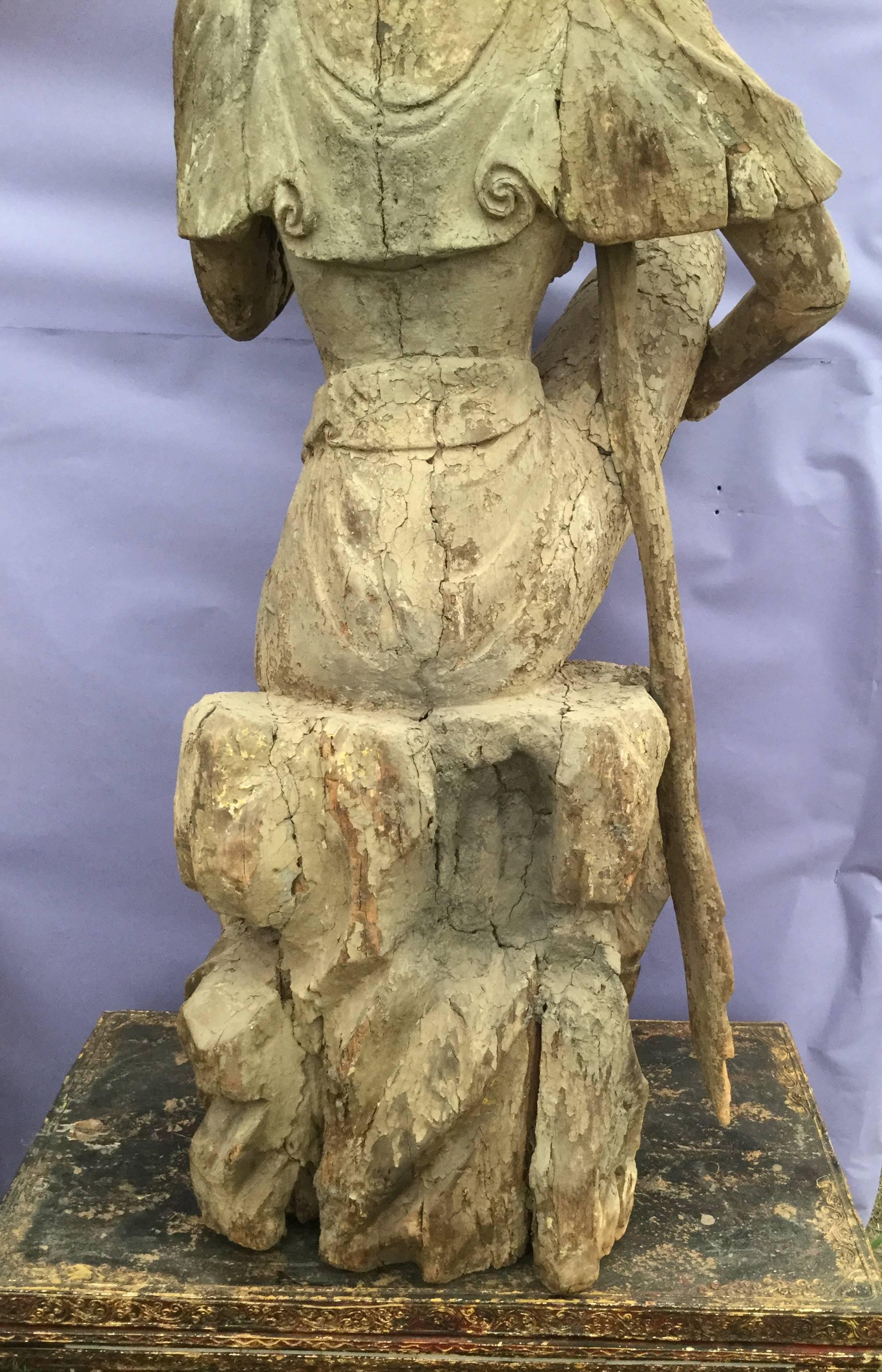 19th Century Chinese Guan Yin Carved Wooden Sculpture 4
