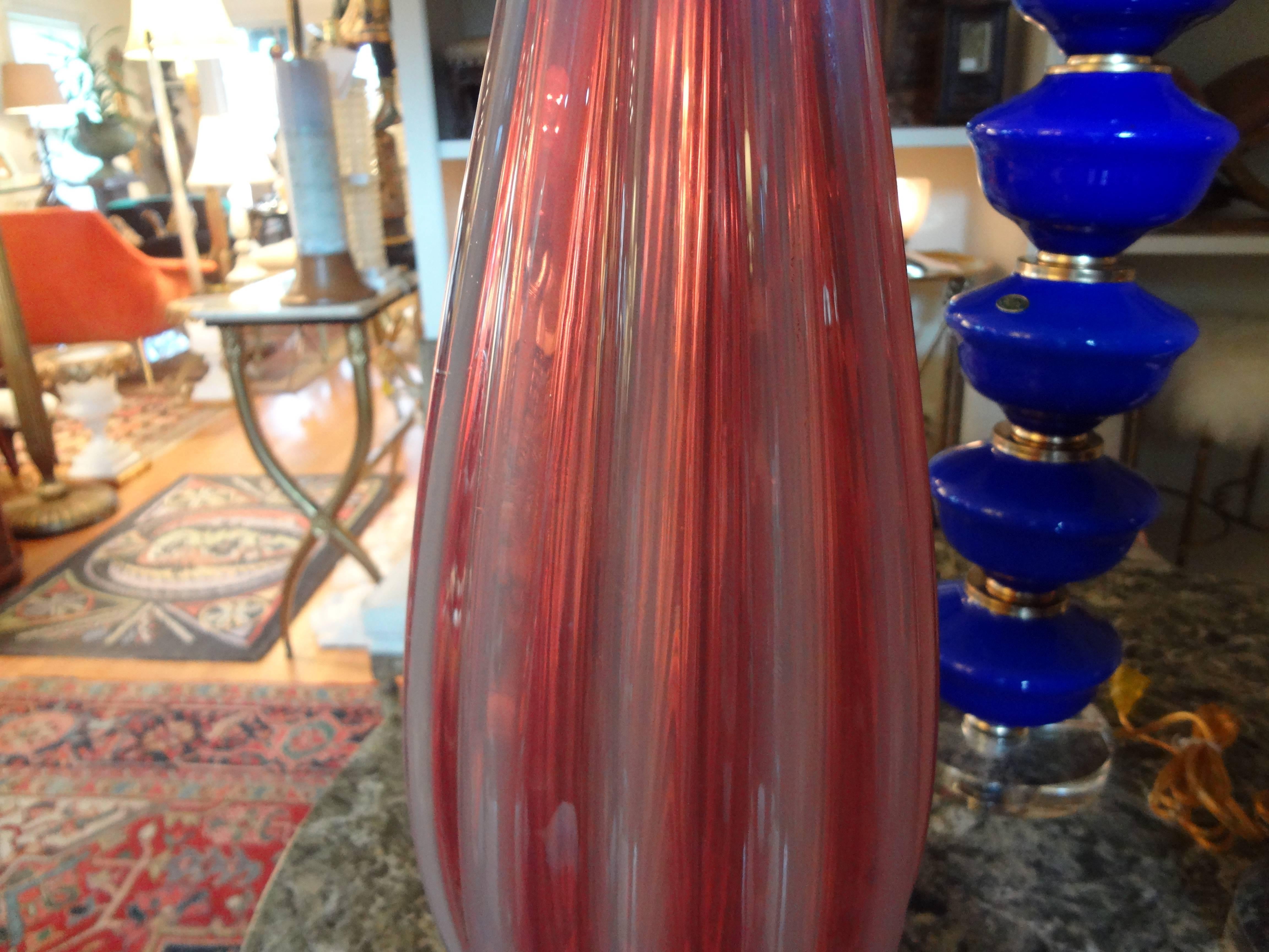 Mid-Century Modern Pair of Opalescent Murano Glass Lamps Attributed to Seguso