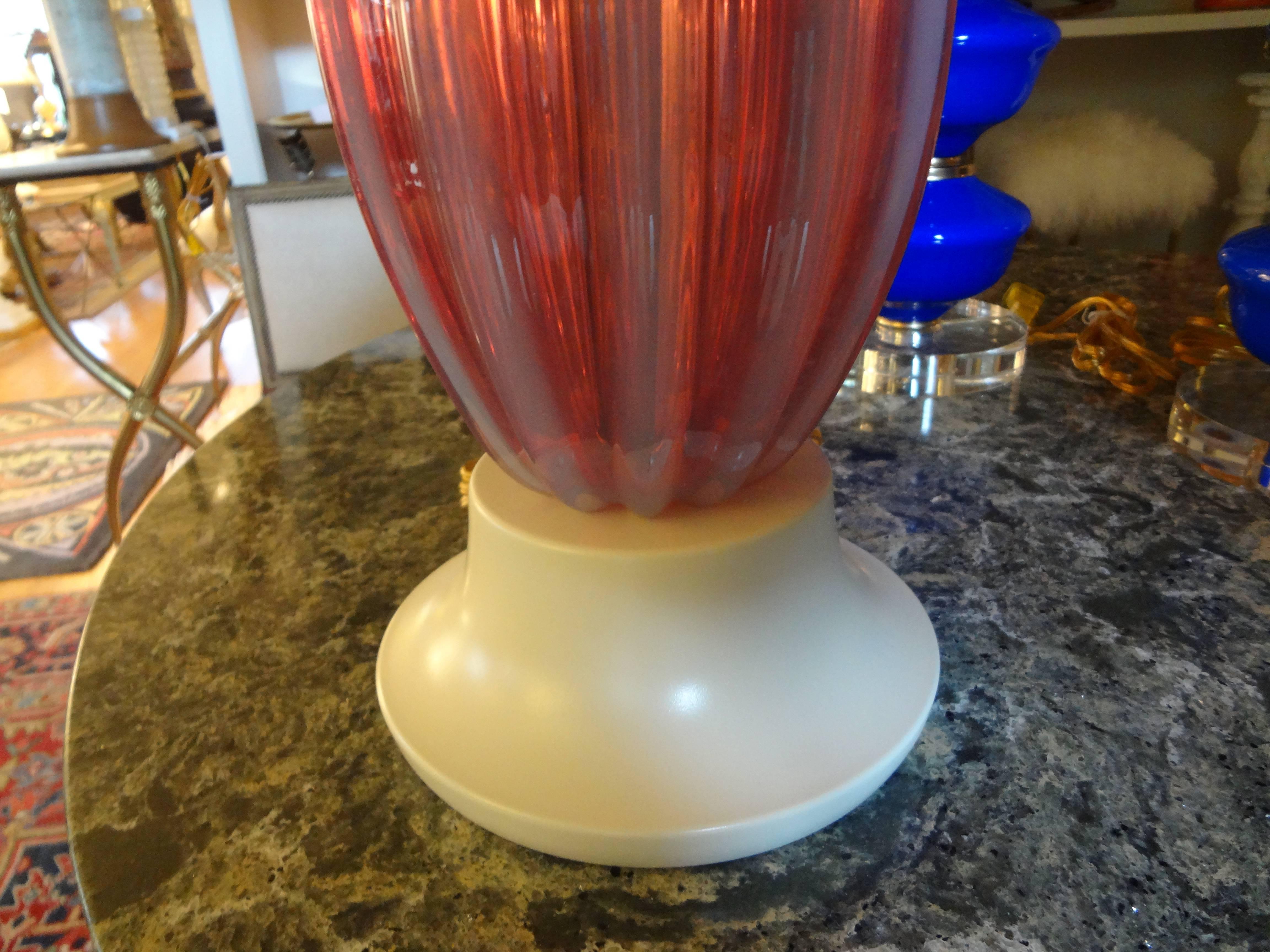 Pair of Opalescent Murano Glass Lamps Attributed to Seguso In Good Condition In Houston, TX