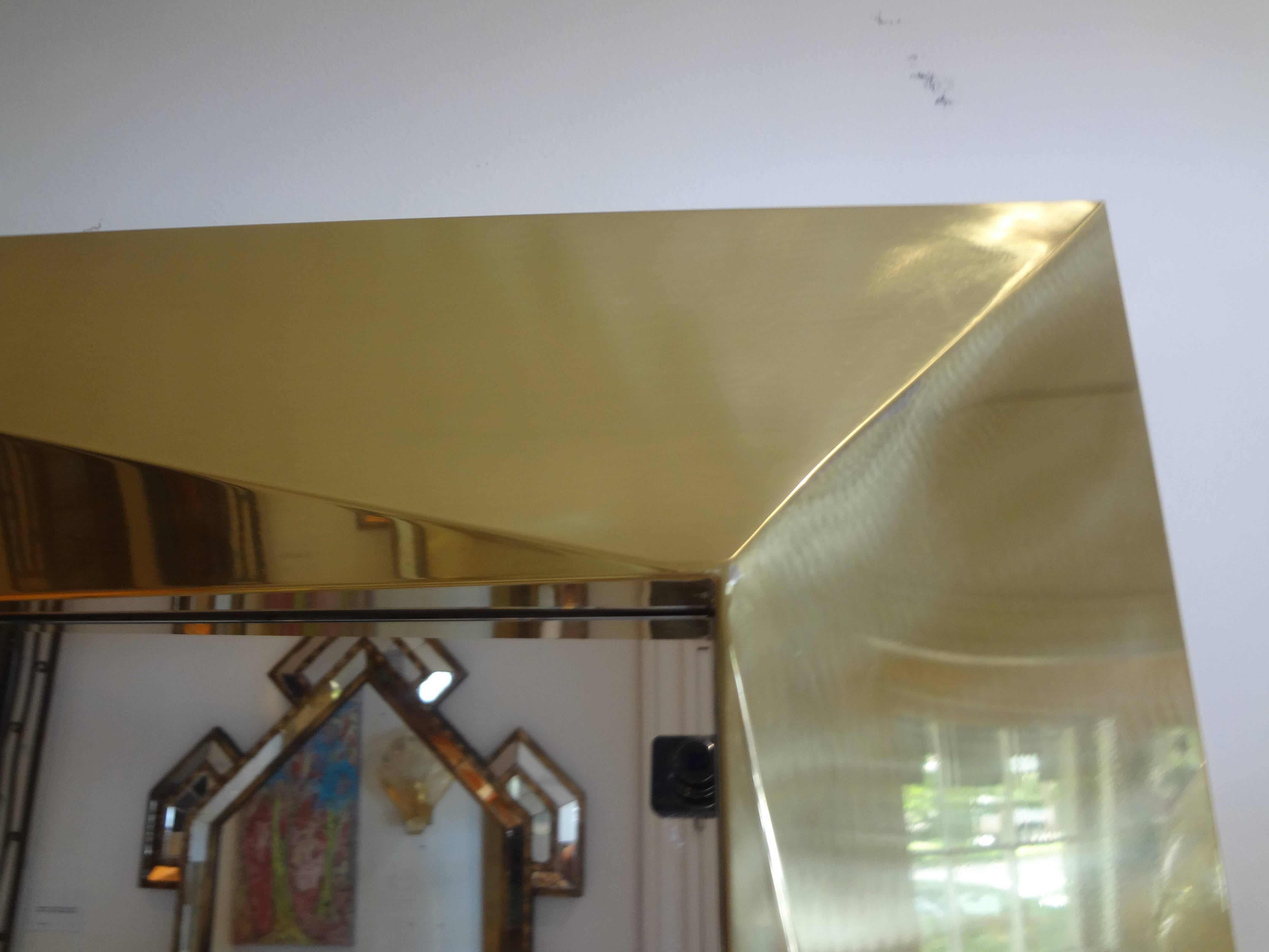 Italian Brass Modernist Geometric Mirror 3