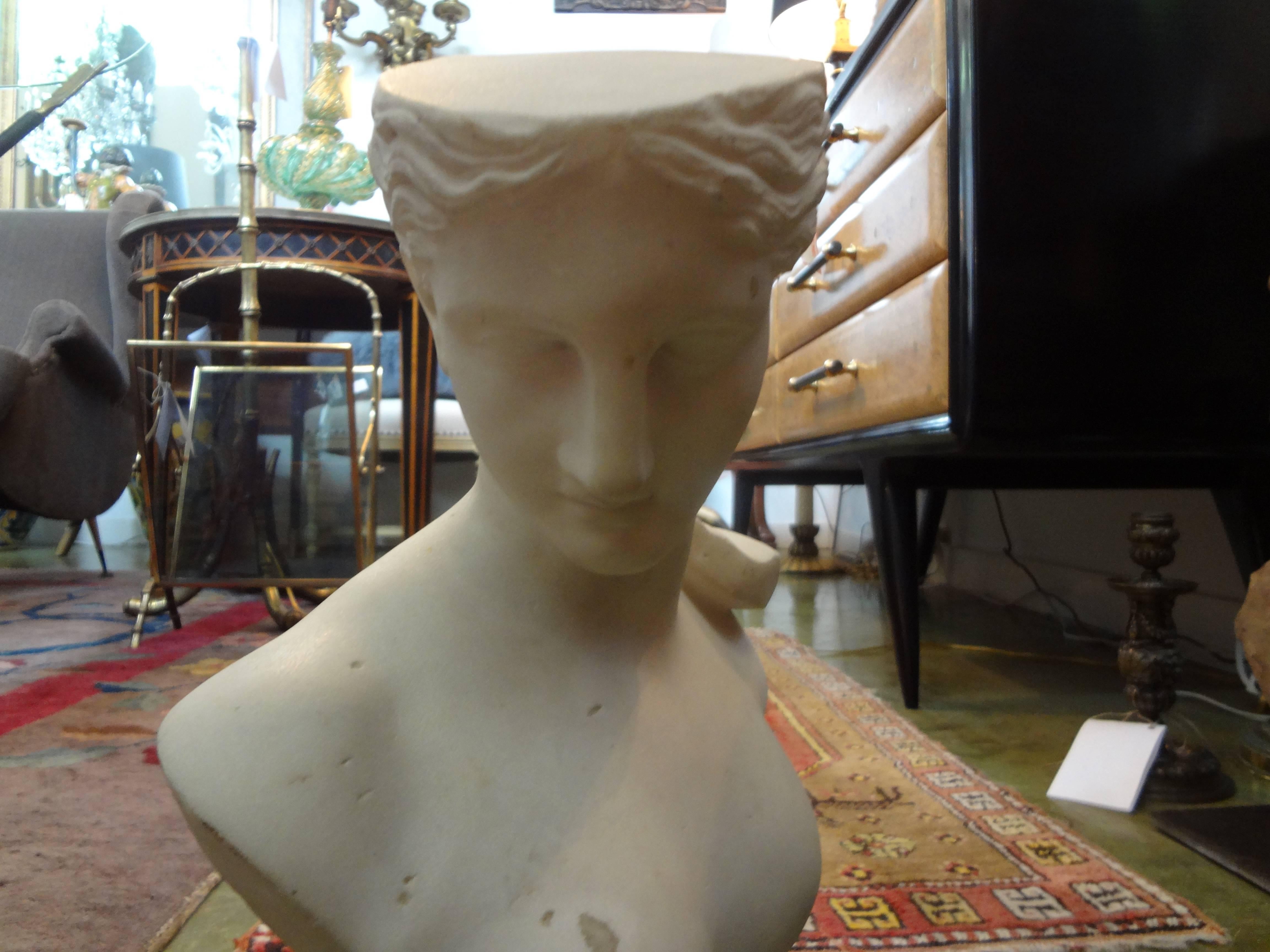 Beautiful antique carved Italian marble bust sculpture of psyche of Capua or Venus on turned socle after the antique.